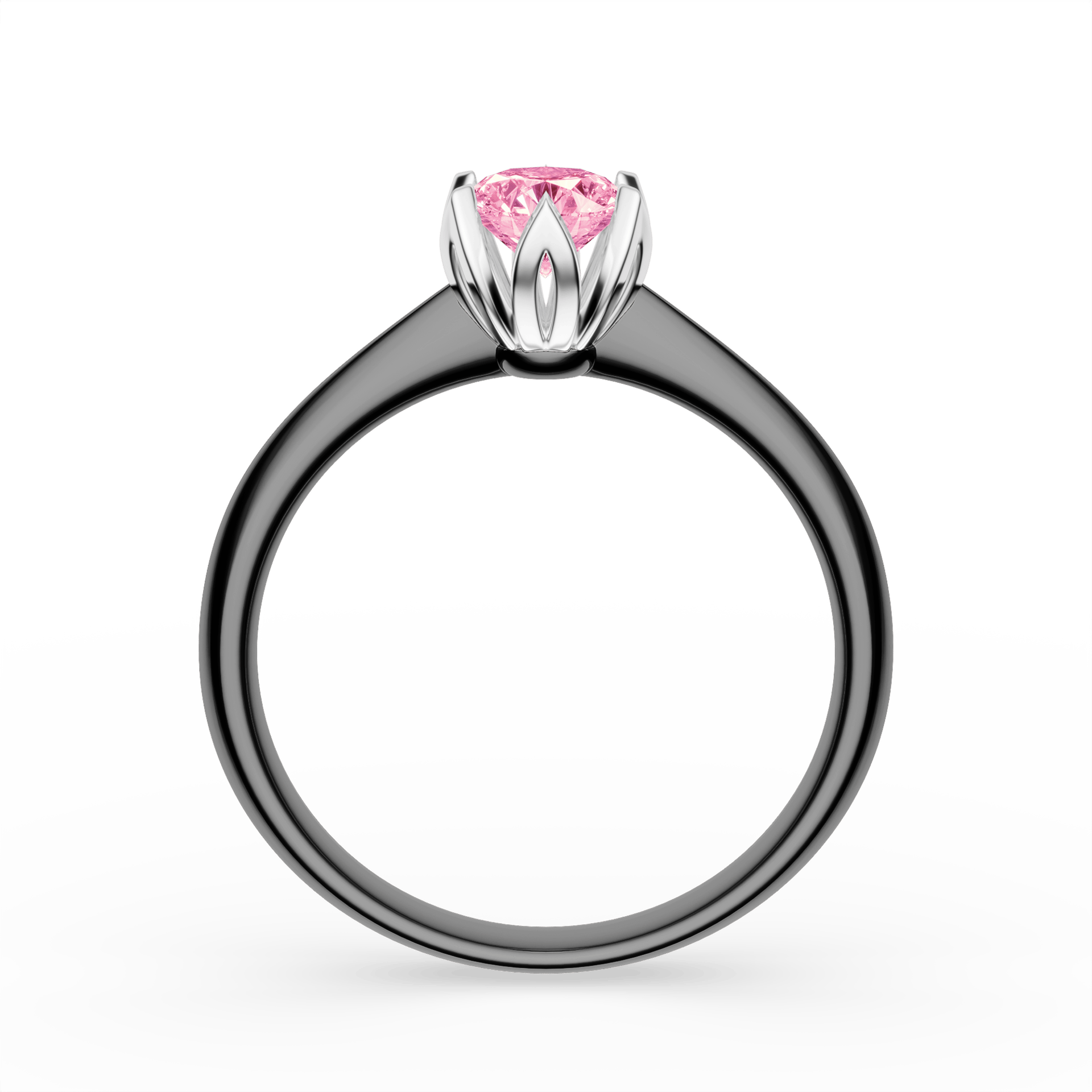 Pierścionek zaręczynowy My Daisy z czarnego złota z różowym diamentem laboratoryjnym 0,50ct