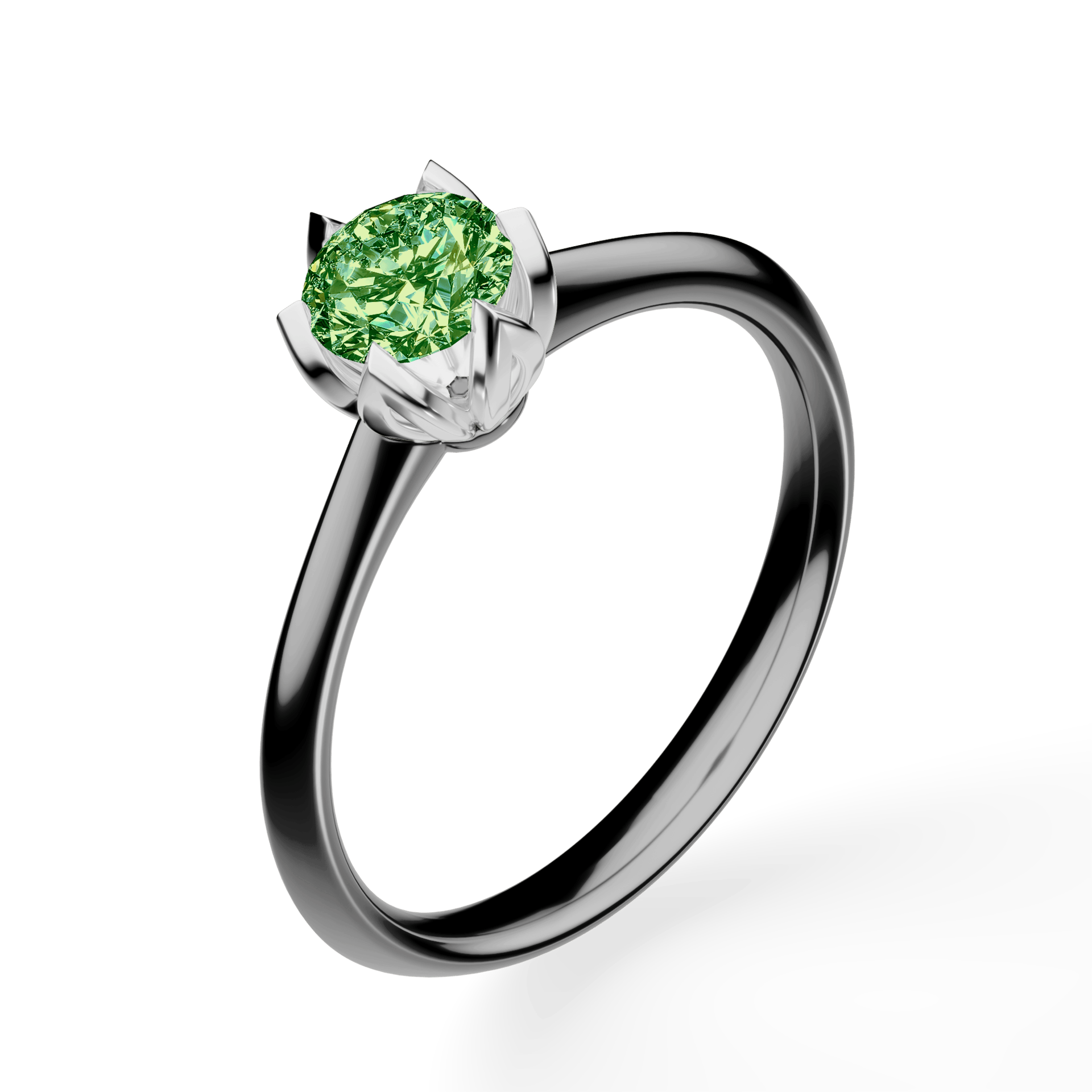 Pierścionek zaręczynowy My Daisy z czarnego złota z ciemnym zielonym diamentem laboratoryjnym 0,50ct