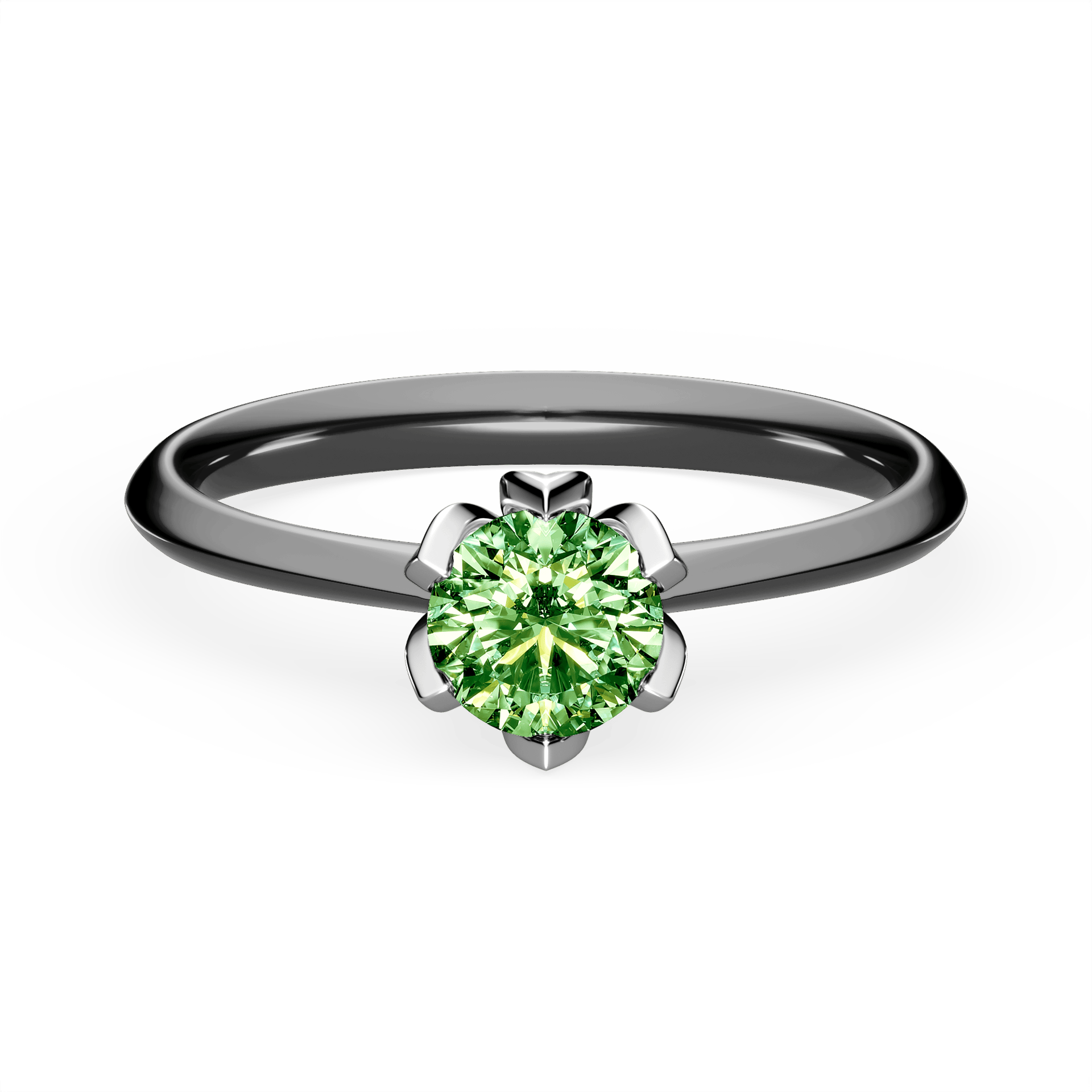 Pierścionek zaręczynowy My Daisy z czarnego złota z ciemnym zielonym diamentem laboratoryjnym 0,50ct