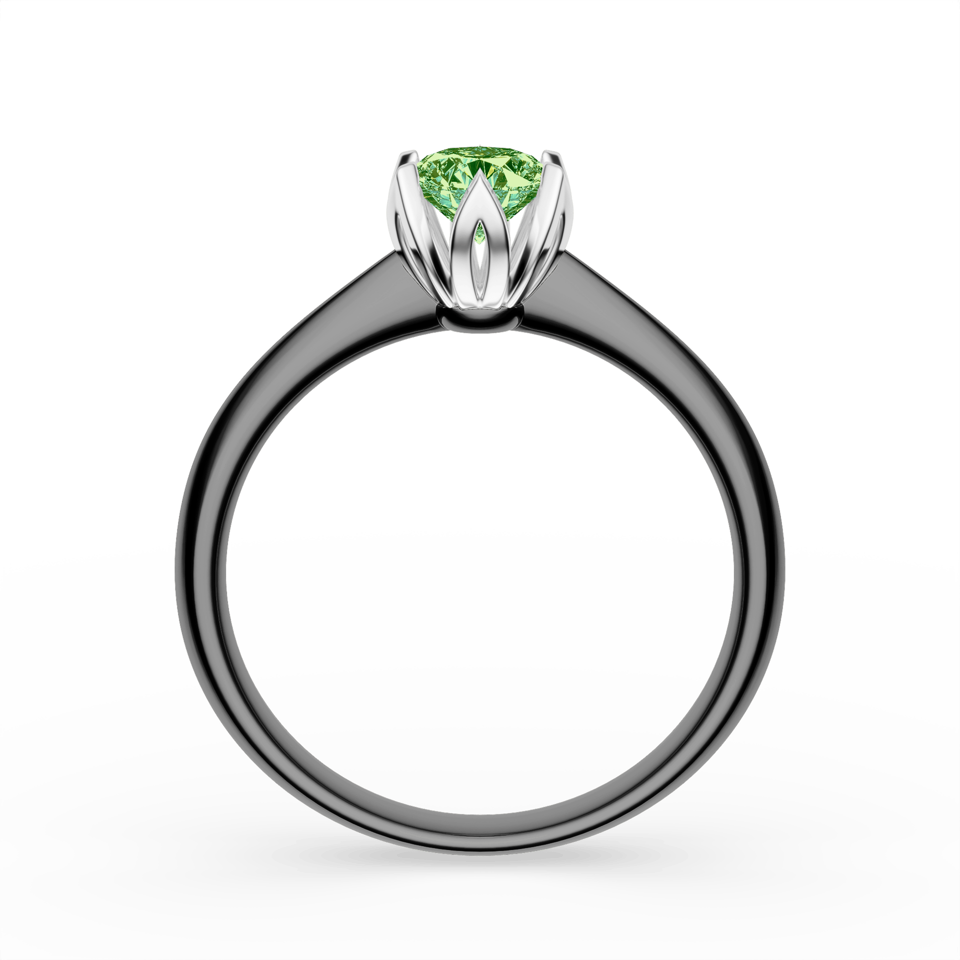 Pierścionek zaręczynowy My Daisy z czarnego złota z ciemnym zielonym diamentem laboratoryjnym 0,50ct