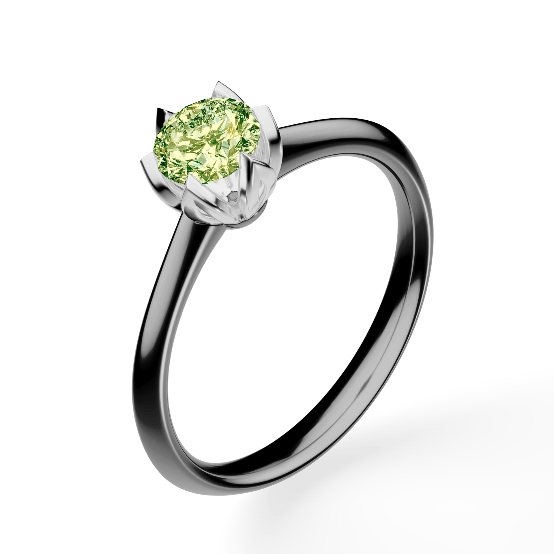 Pierścionek zaręczynowy My Daisy z czarnego złota z jasnym zielonym diamentem laboratoryjnym 0,50ct