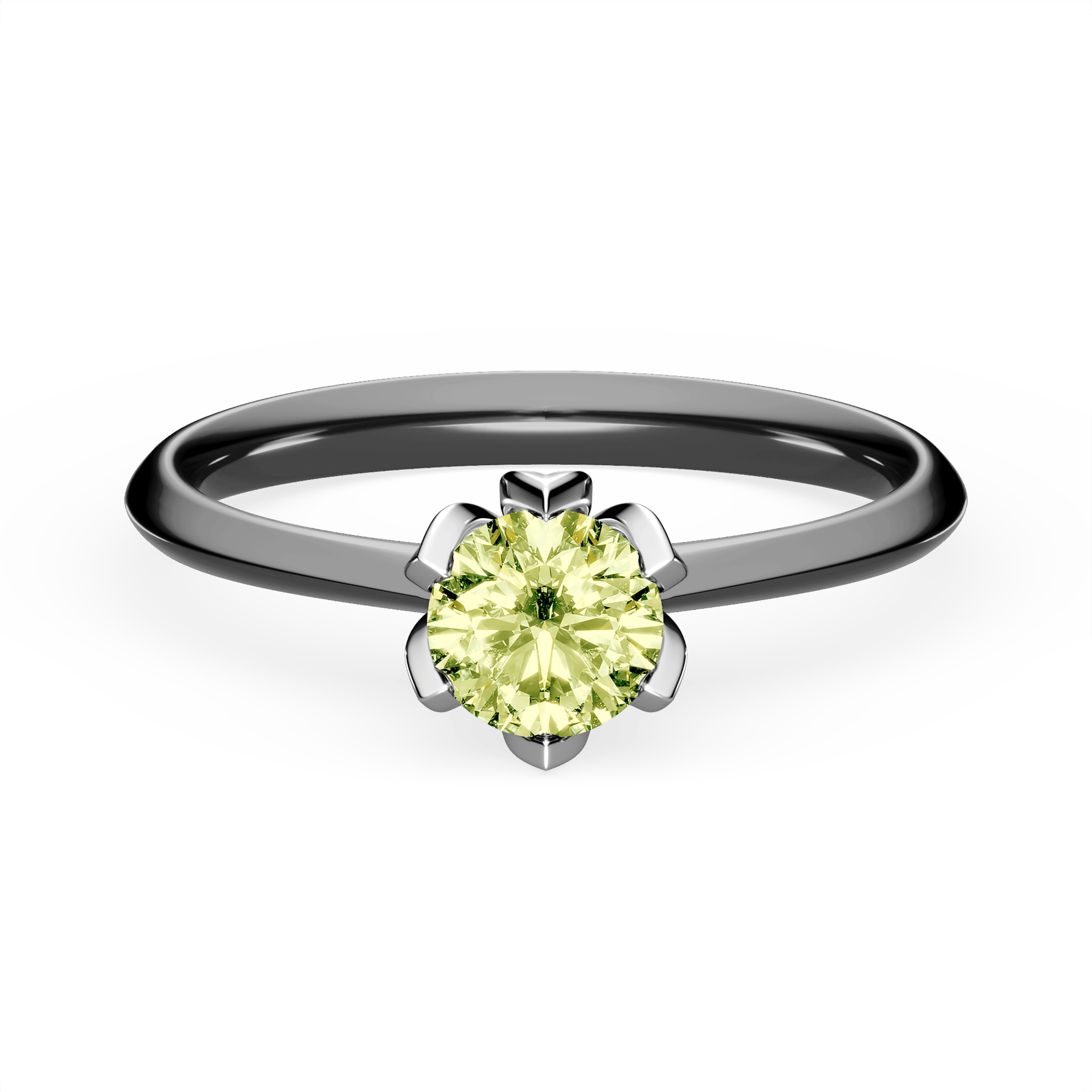 Pierścionek zaręczynowy My Daisy z czarnego złota z jasnym zielonym diamentem laboratoryjnym 0,50ct