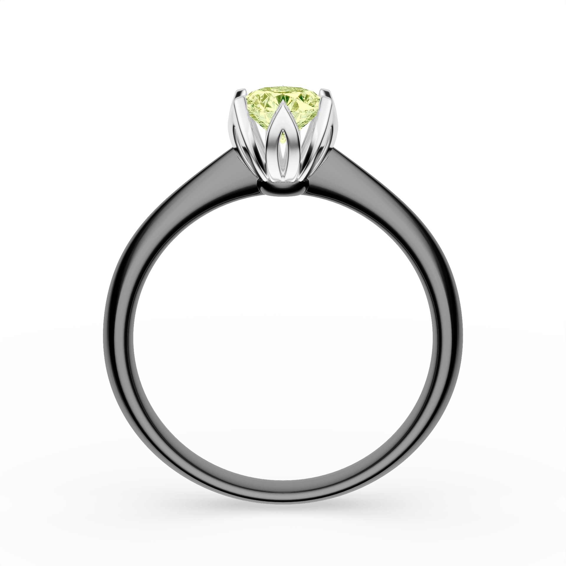 Pierścionek zaręczynowy My Daisy z czarnego złota z jasnym zielonym diamentem laboratoryjnym 0,50ct