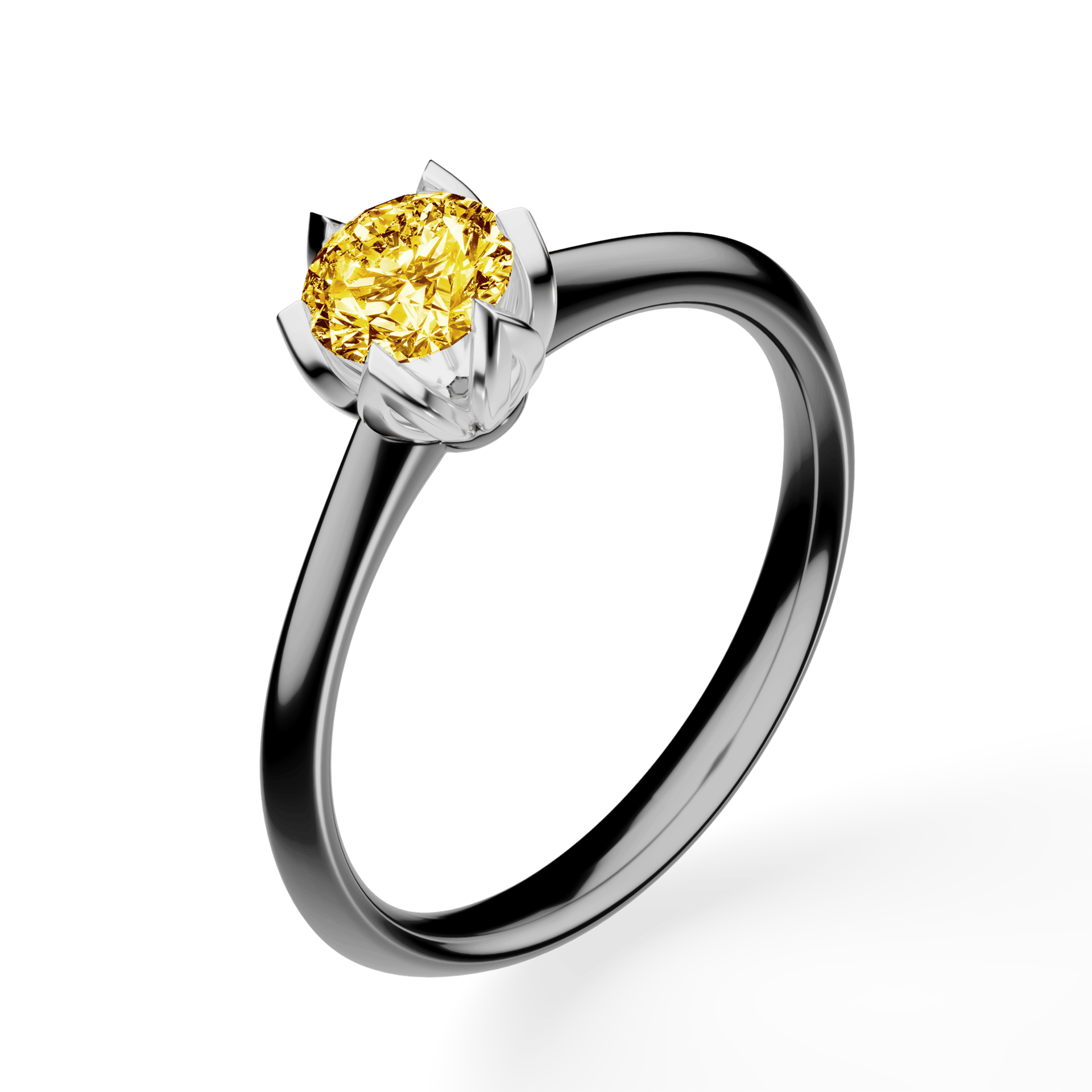 Pierścionek zaręczynowy My Daisy z czarnego złota z żółtym diamentem laboratoryjnym 0,50ct