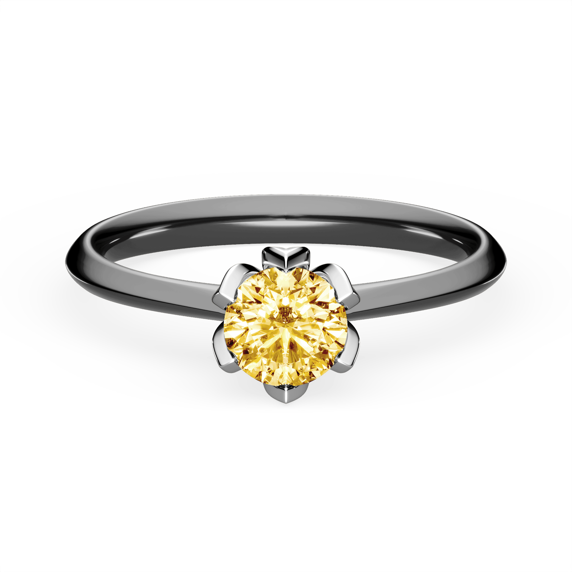 Pierścionek zaręczynowy My Daisy z czarnego złota z żółtym diamentem laboratoryjnym 0,50ct