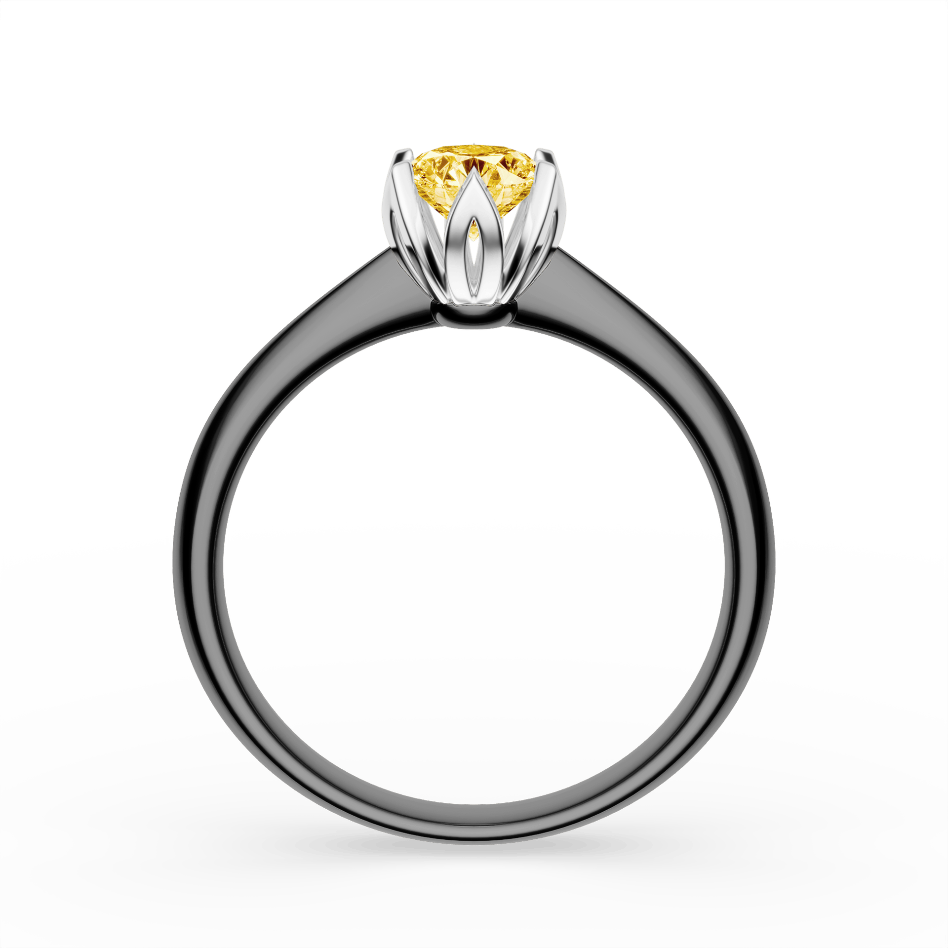 Pierścionek zaręczynowy My Daisy z czarnego złota z żółtym diamentem laboratoryjnym 0,50ct