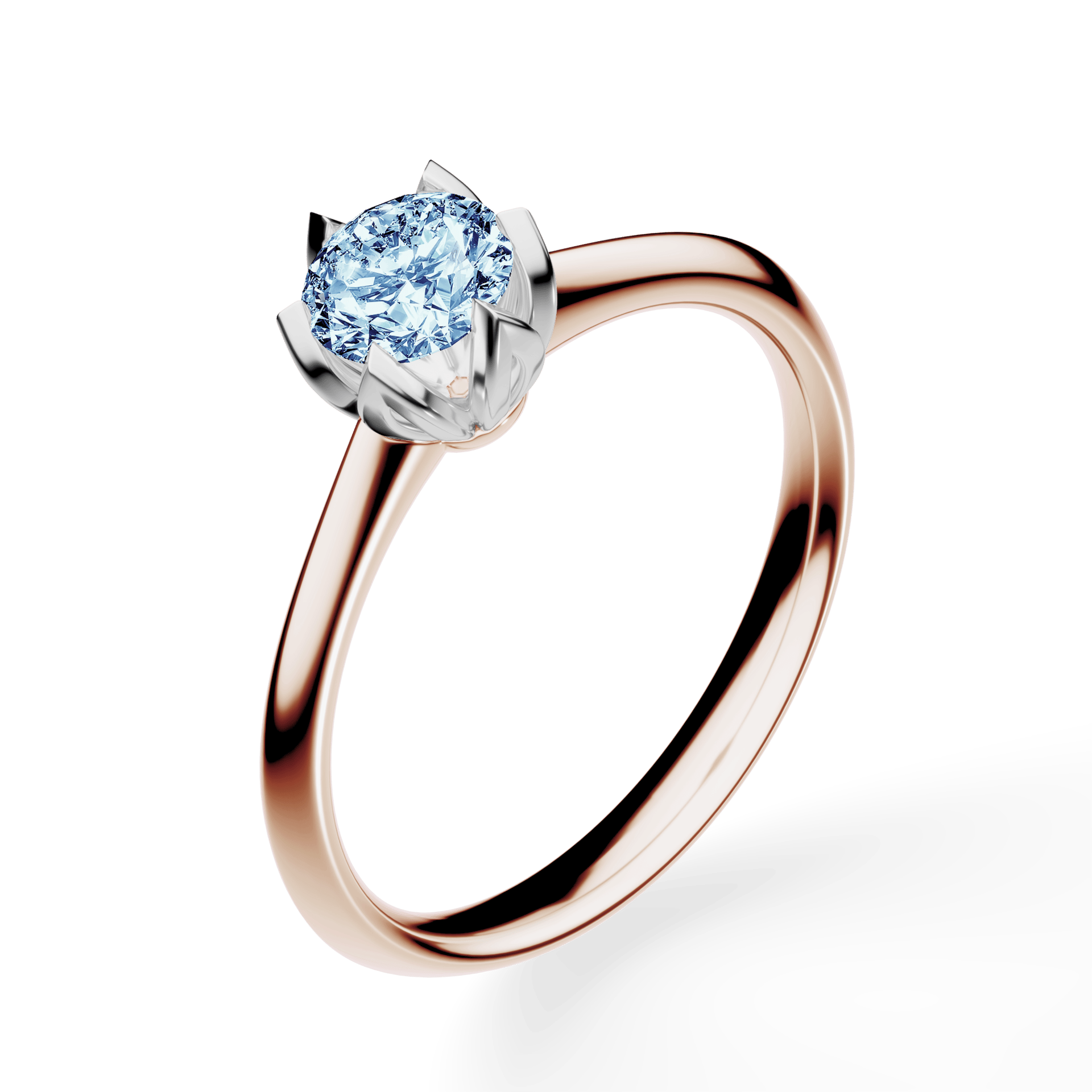 Pierścionek zaręczynowy My Daisy z różowego złota z niebieskim diamentem laboratoryjnym 0,50ct