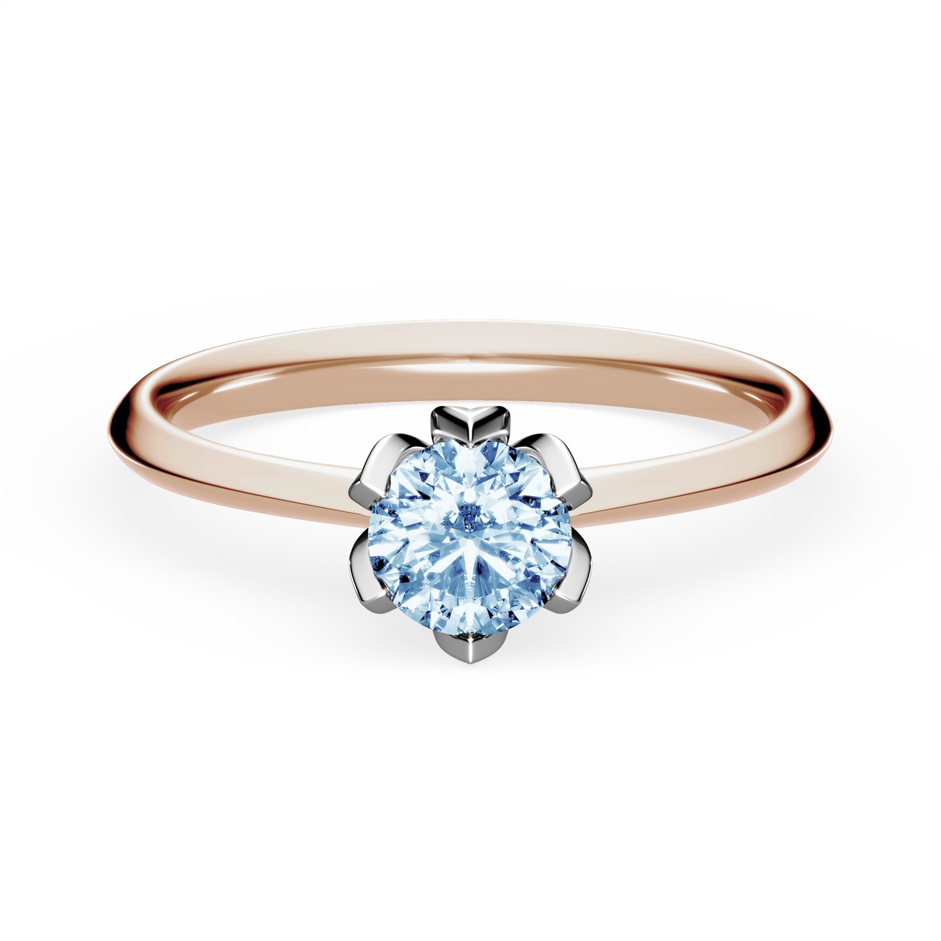Pierścionek zaręczynowy My Daisy z różowego złota z niebieskim diamentem laboratoryjnym 0,50ct