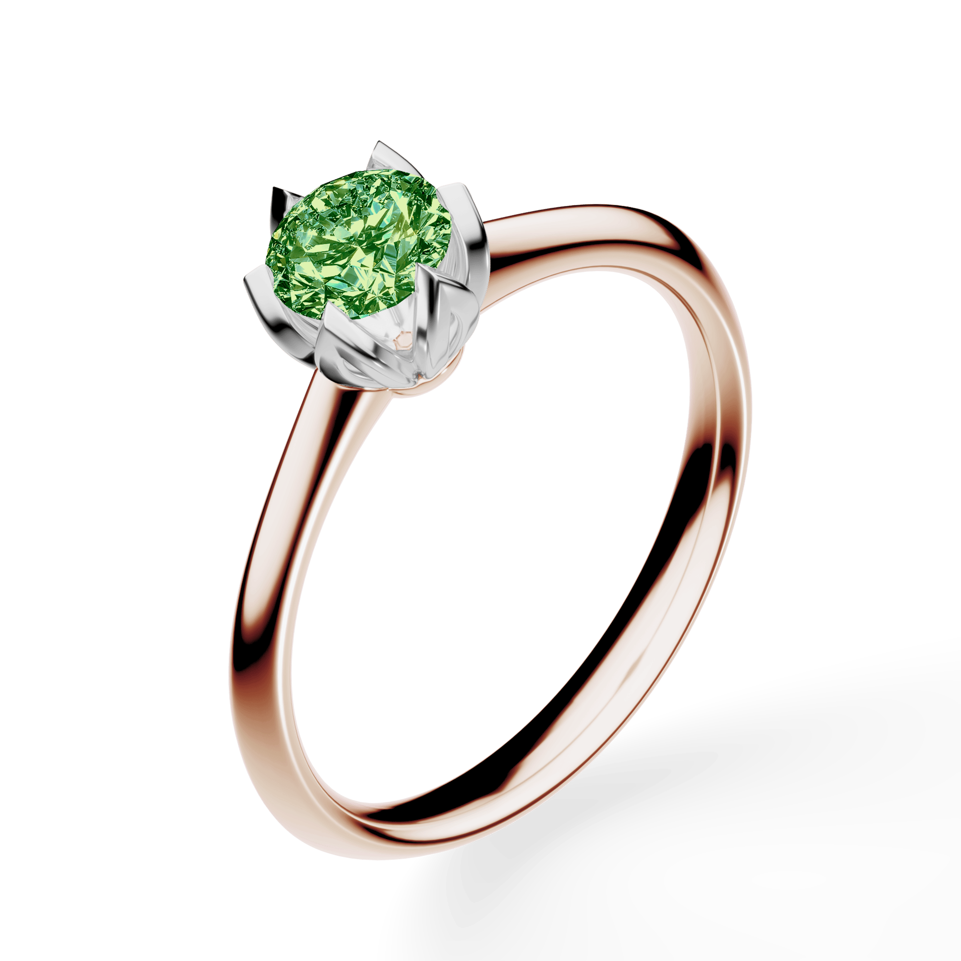 Pierścionek zaręczynowy My Daisy z różowego złota z ciemnym zielonym diamentem laboratoryjnym 0,50ct