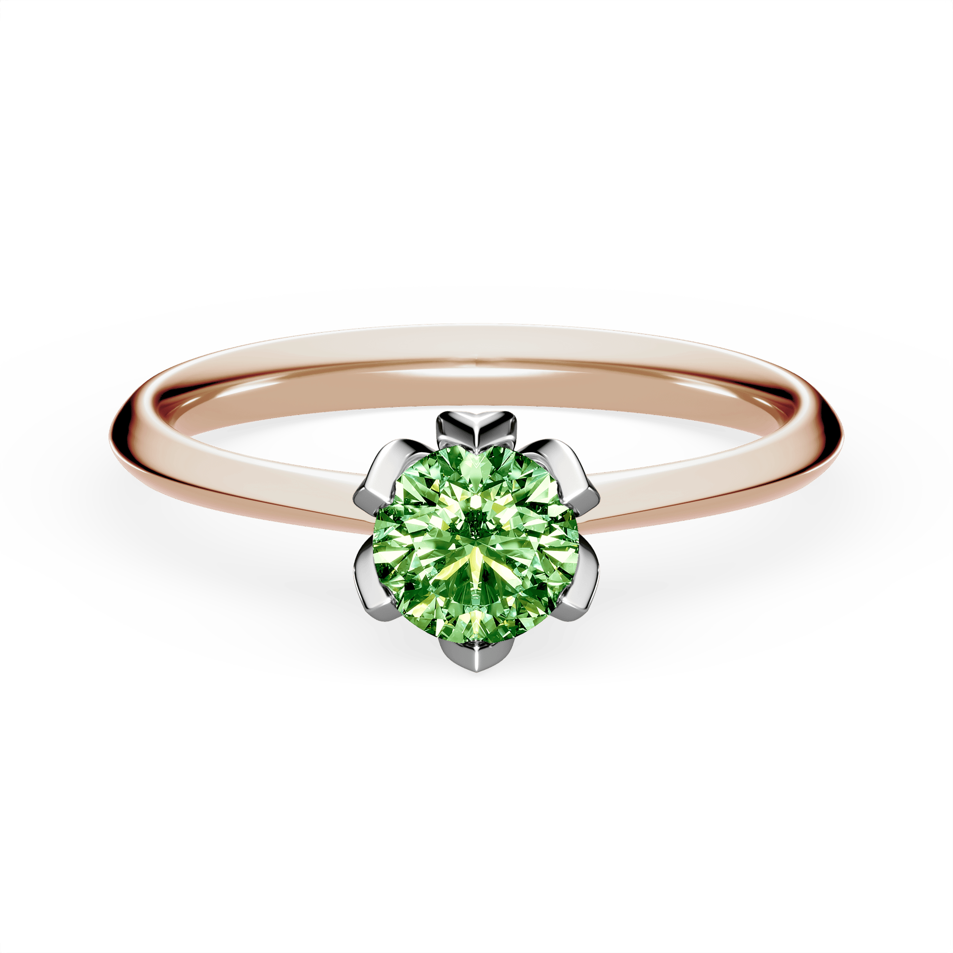 Pierścionek zaręczynowy My Daisy z różowego złota z ciemnym zielonym diamentem laboratoryjnym 0,50ct