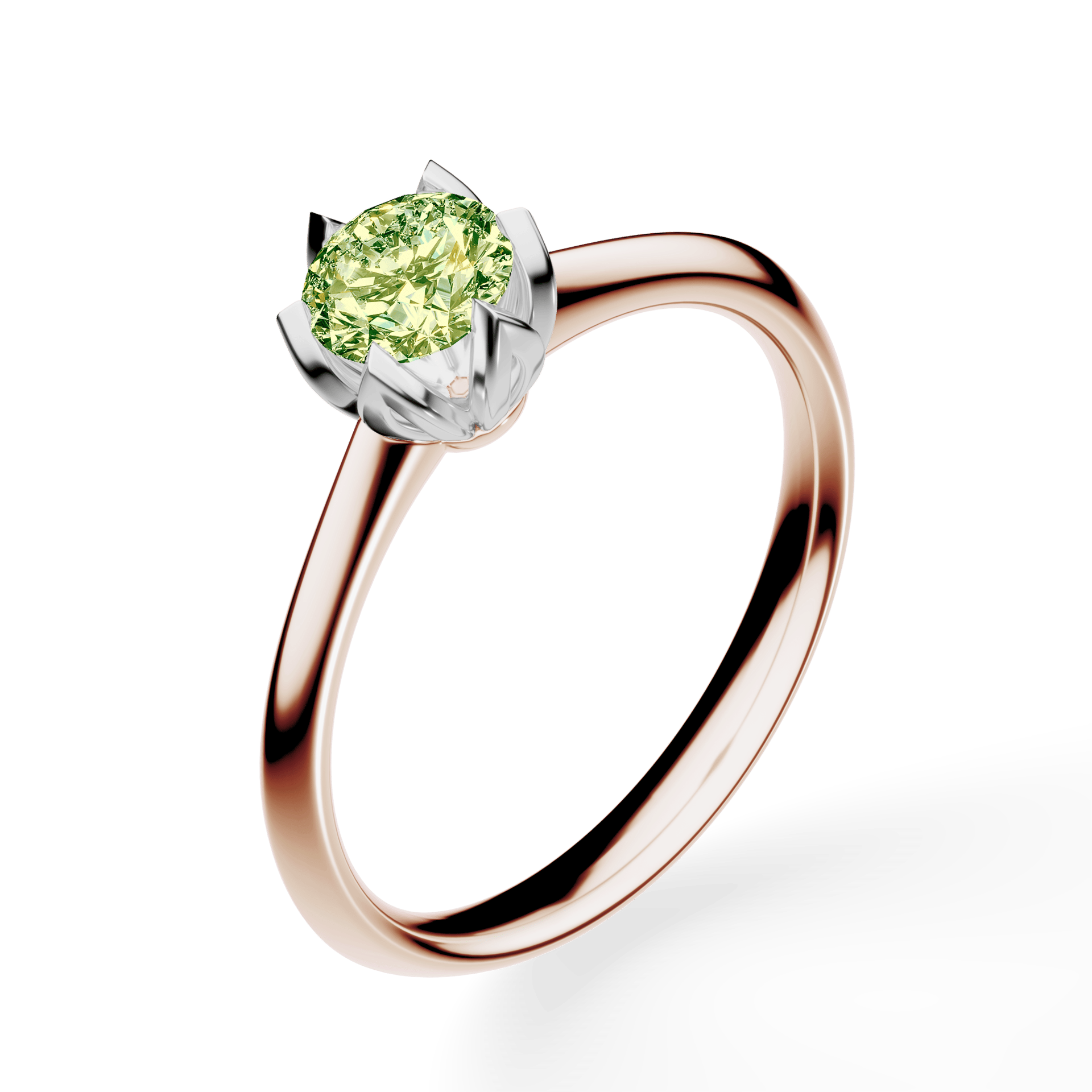 Pierścionek zaręczynowy My Daisy z różowego złota z jasnym zielonym diamentem laboratoryjnym 0,50ct