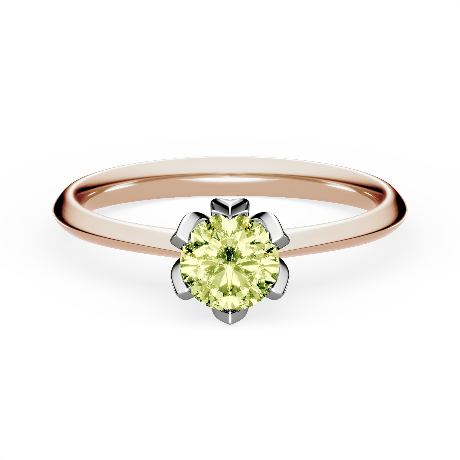 Pierścionek zaręczynowy My Daisy z różowego złota z jasnym zielonym diamentem laboratoryjnym 0,50ct