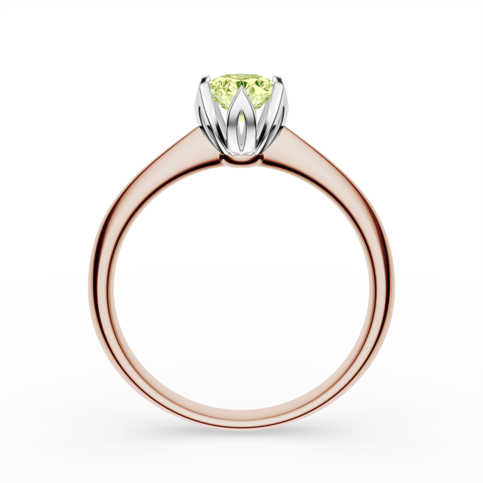 Pierścionek zaręczynowy My Daisy z różowego złota z jasnym zielonym diamentem laboratoryjnym 0,50ct