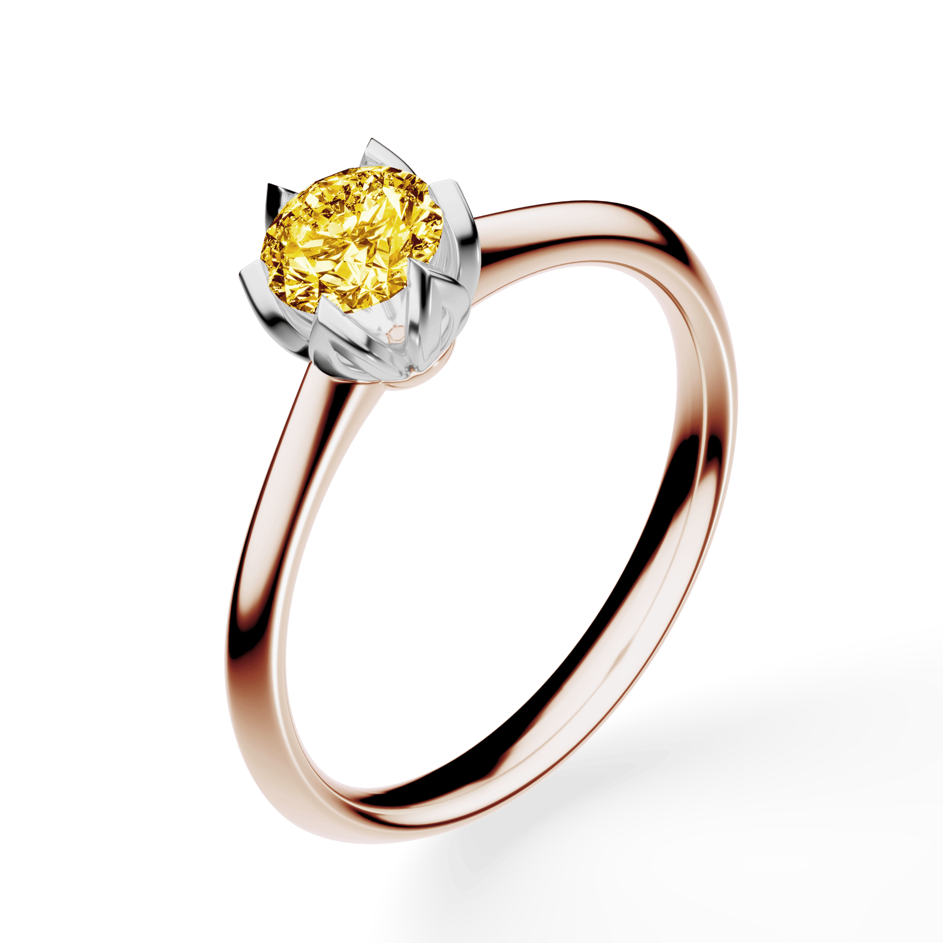 Pierścionek zaręczynowy My Daisy z różowego złota z żółtym diamentem laboratoryjnym 0,50ct