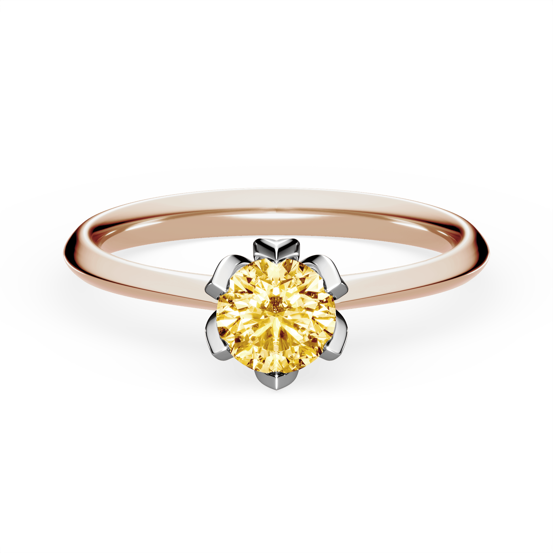 Pierścionek zaręczynowy My Daisy z różowego złota z żółtym diamentem laboratoryjnym 0,50ct