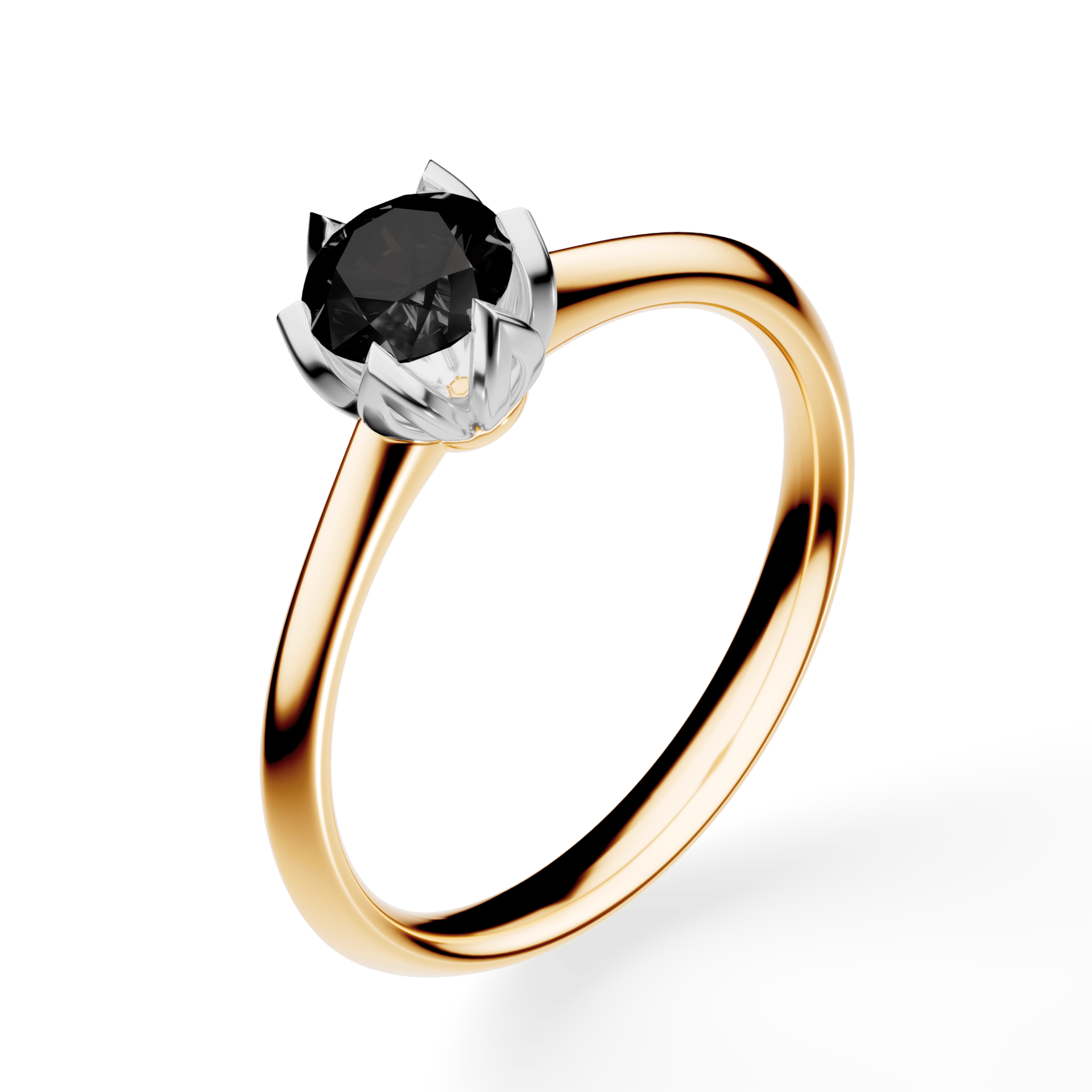 Pierścionek zaręczynowy My Daisy z żółtego złota z czarnym diamentem laboratoryjnym 0,50ct