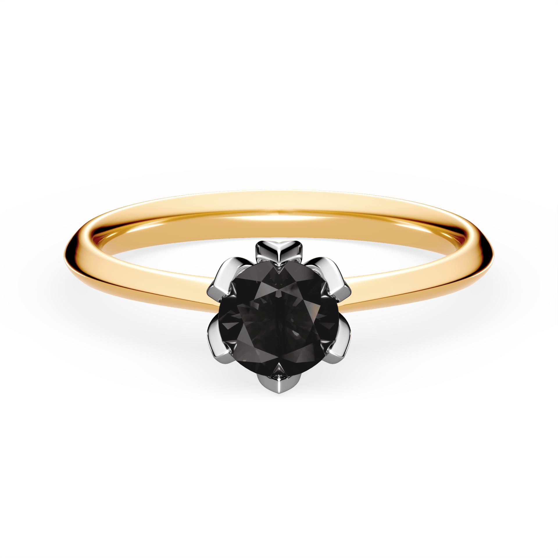 Pierścionek zaręczynowy My Daisy z żółtego złota z czarnym diamentem laboratoryjnym 0,50ct