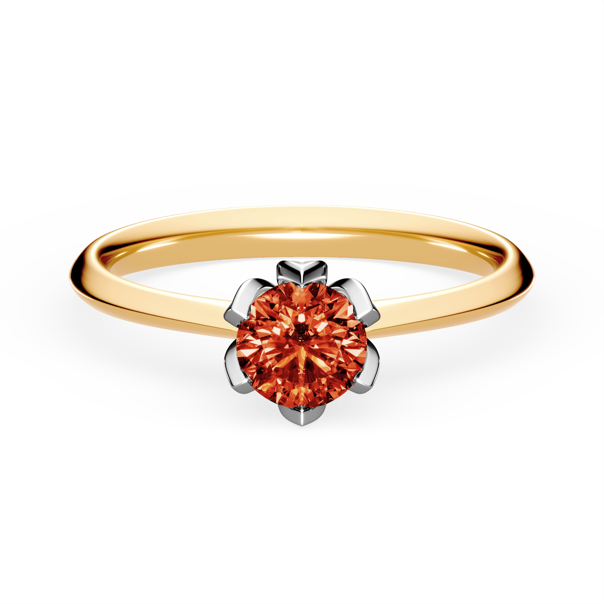 Pierścionek zaręczynowy My Daisy z żółtego złota z czerwonym diamentem laboratoryjnym 0,50ct