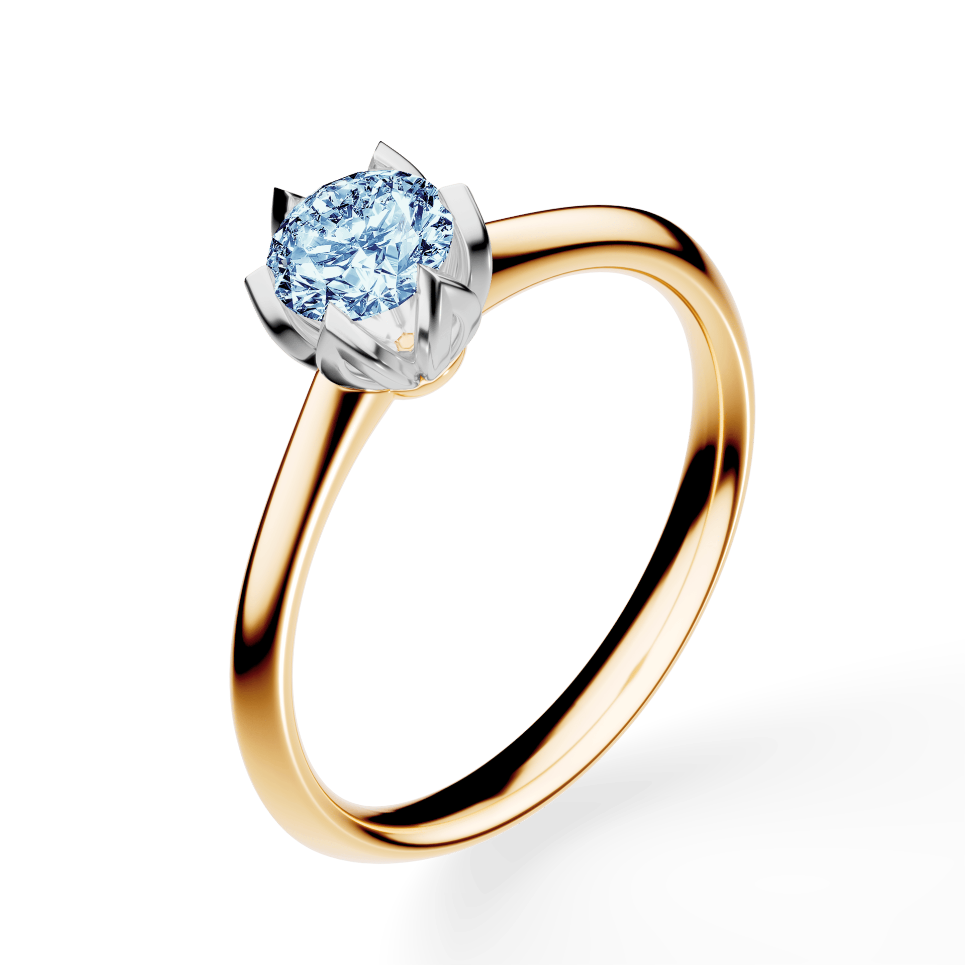 Pierścionek zaręczynowy My Daisy z żółtego złota z niebieskim diamentem laboratoryjnym 0,50ct