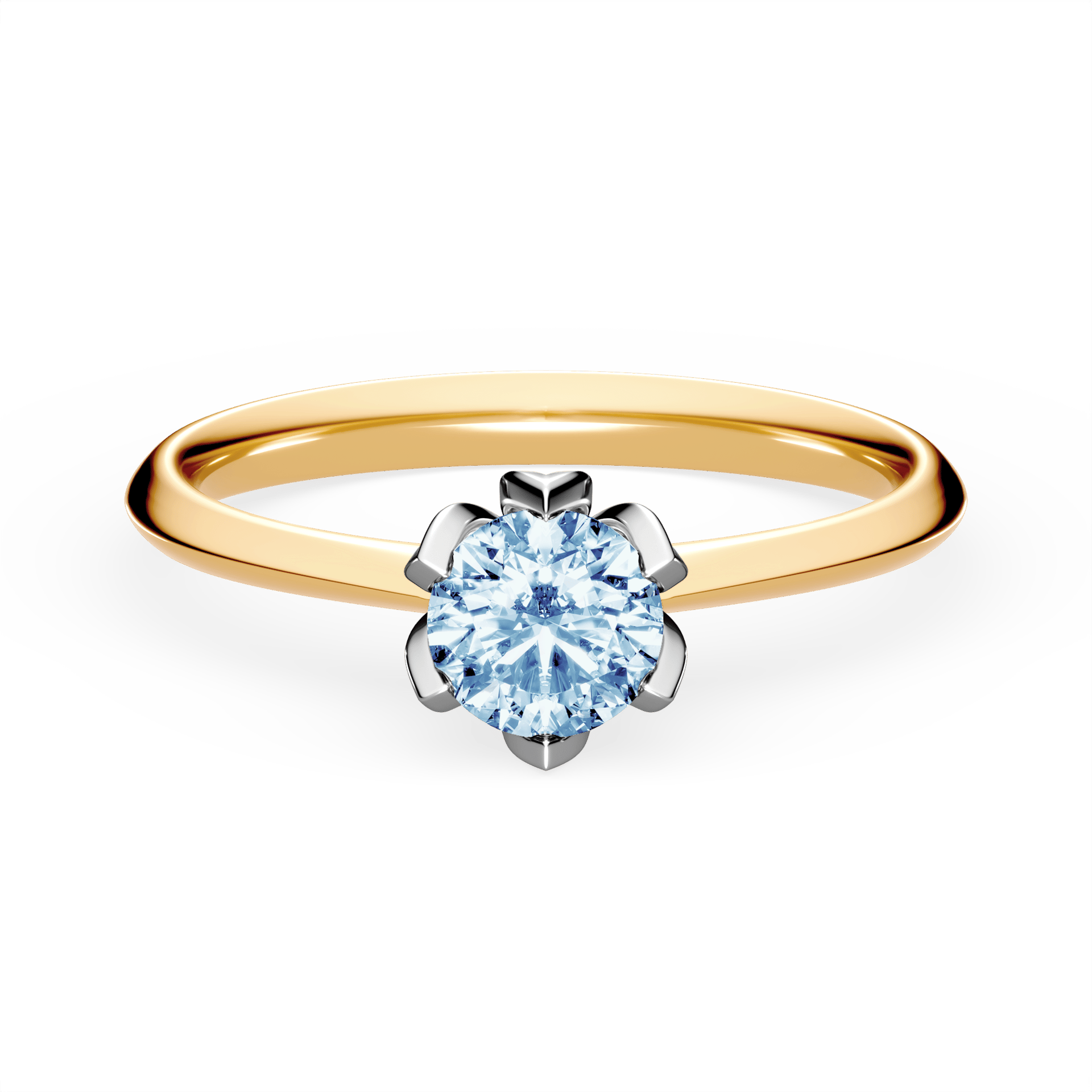 Pierścionek zaręczynowy My Daisy z żółtego złota z niebieskim diamentem laboratoryjnym 0,50ct