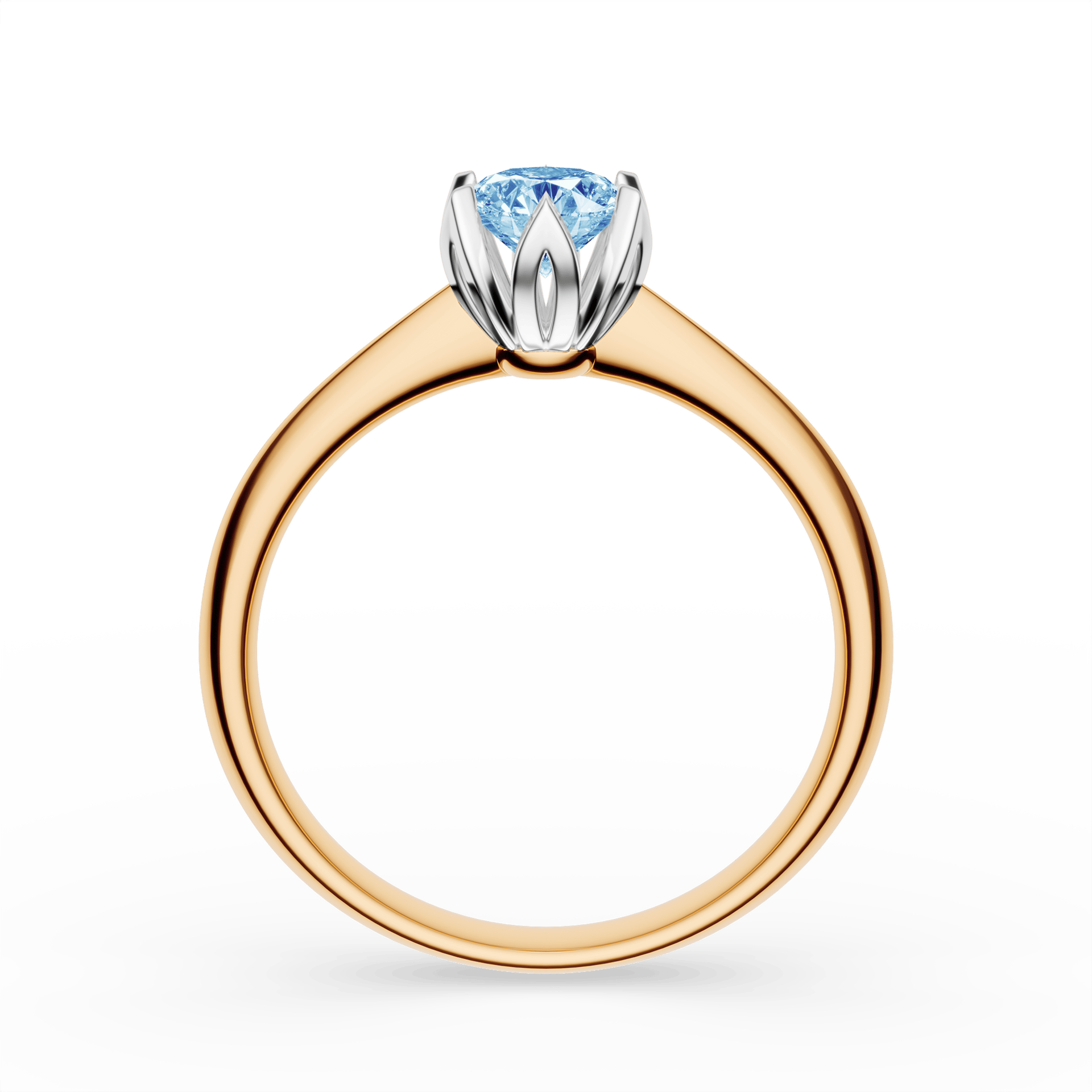 Pierścionek zaręczynowy My Daisy z żółtego złota z niebieskim diamentem laboratoryjnym 0,50ct