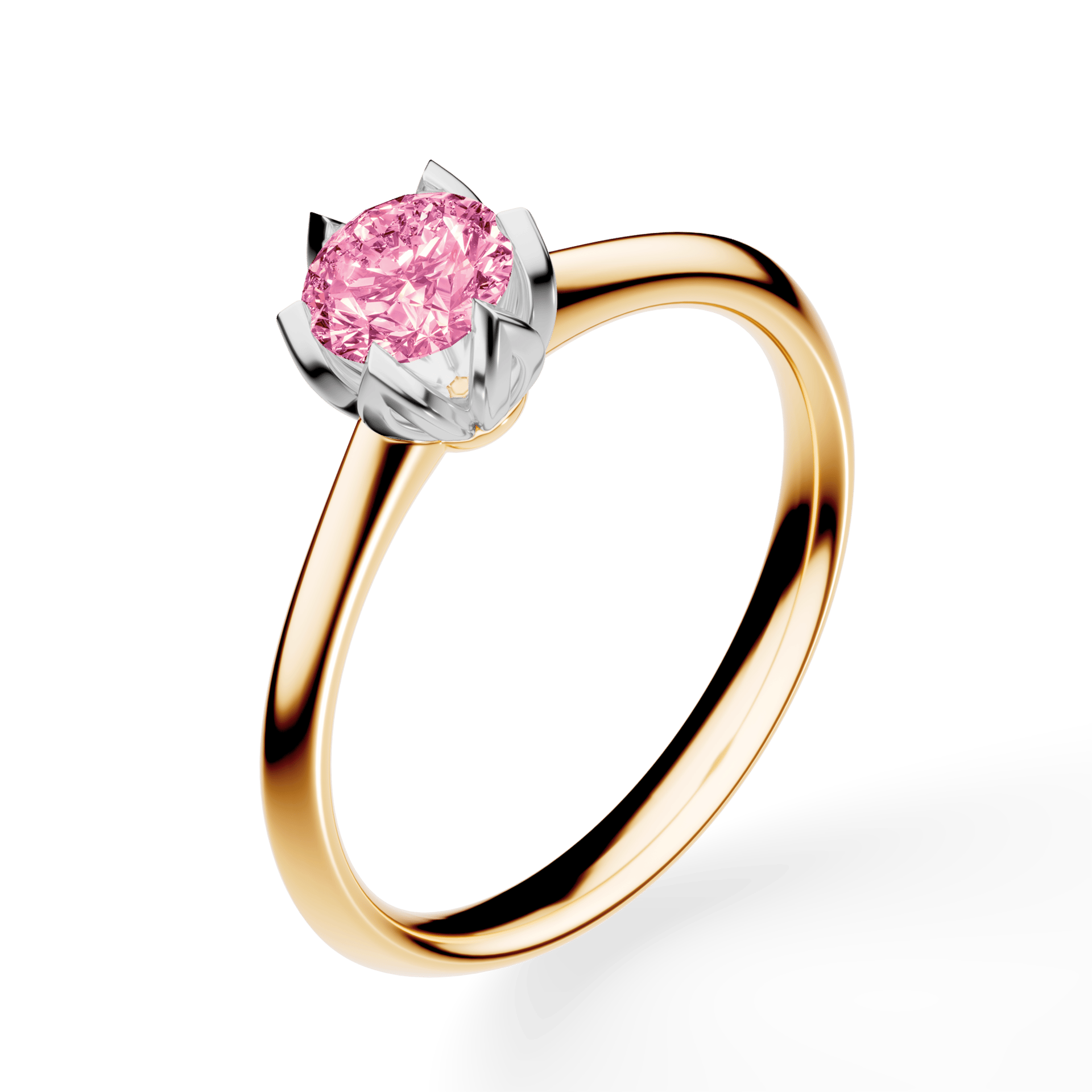 Pierścionek zaręczynowy My Daisy z żółtego złota z różowym diamentem laboratoryjnym 0,50ct