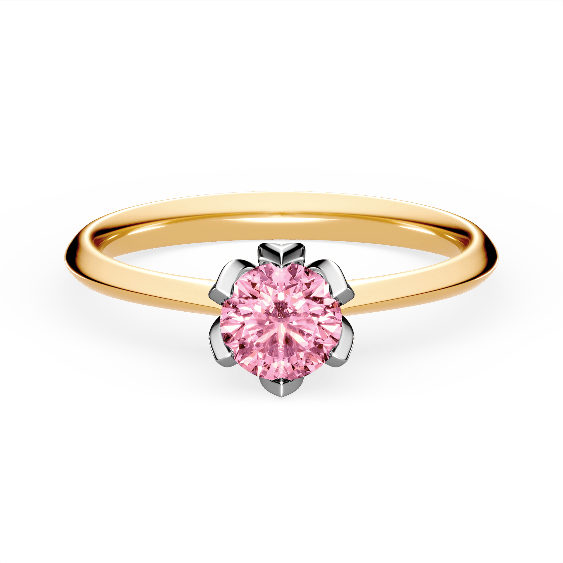 Pierścionek zaręczynowy My Daisy z żółtego złota z różowym diamentem laboratoryjnym 0,50ct