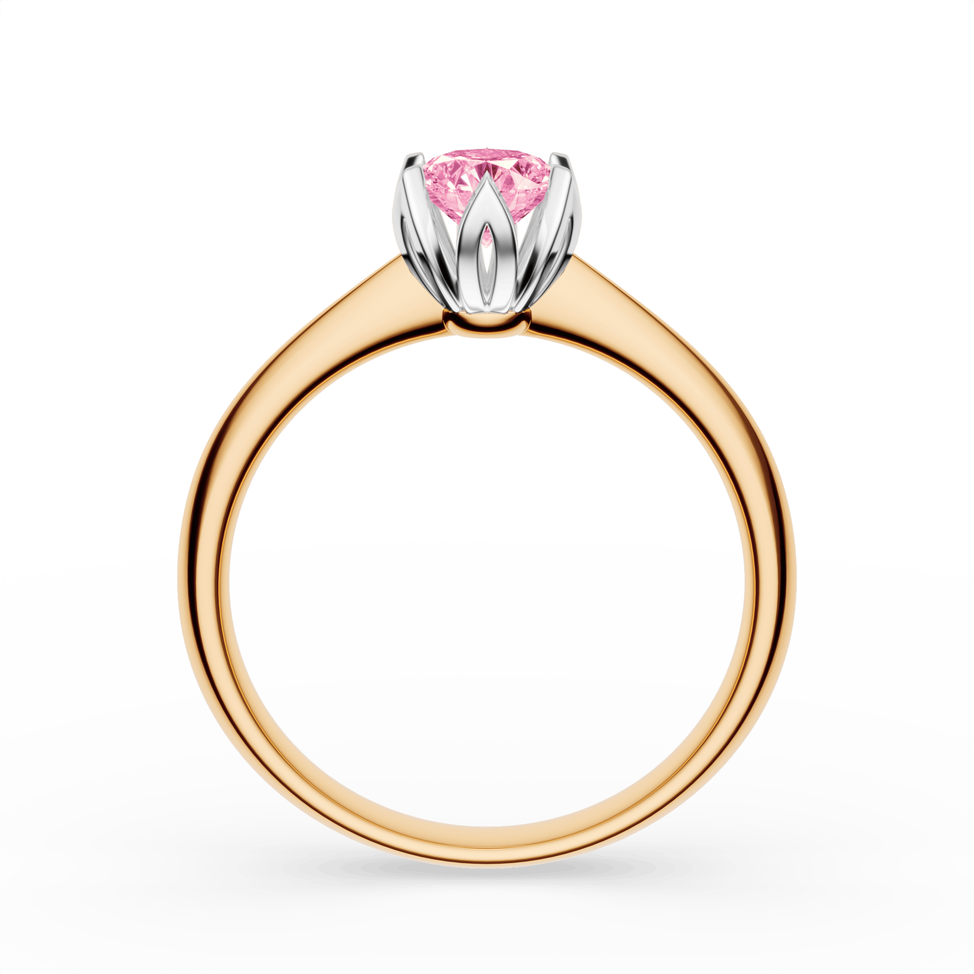 Pierścionek zaręczynowy My Daisy z żółtego złota z różowym diamentem laboratoryjnym 0,50ct