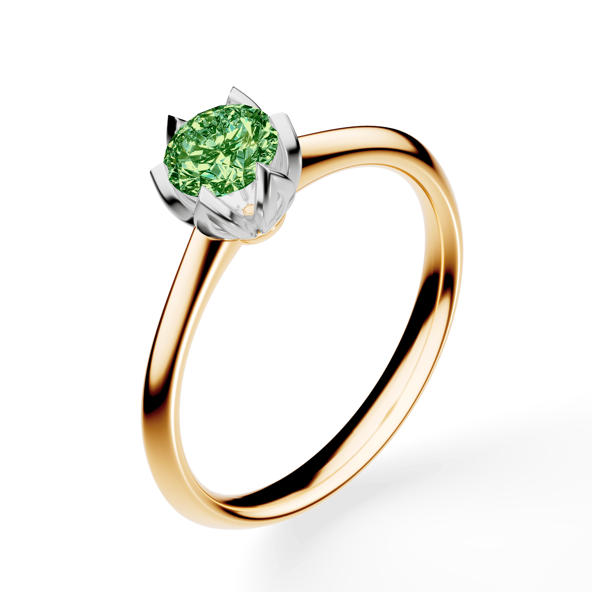 Pierścionek zaręczynowy My Daisy z żółtego złota z ciemnym zielonym diamentem laboratoryjnym 0,50ct