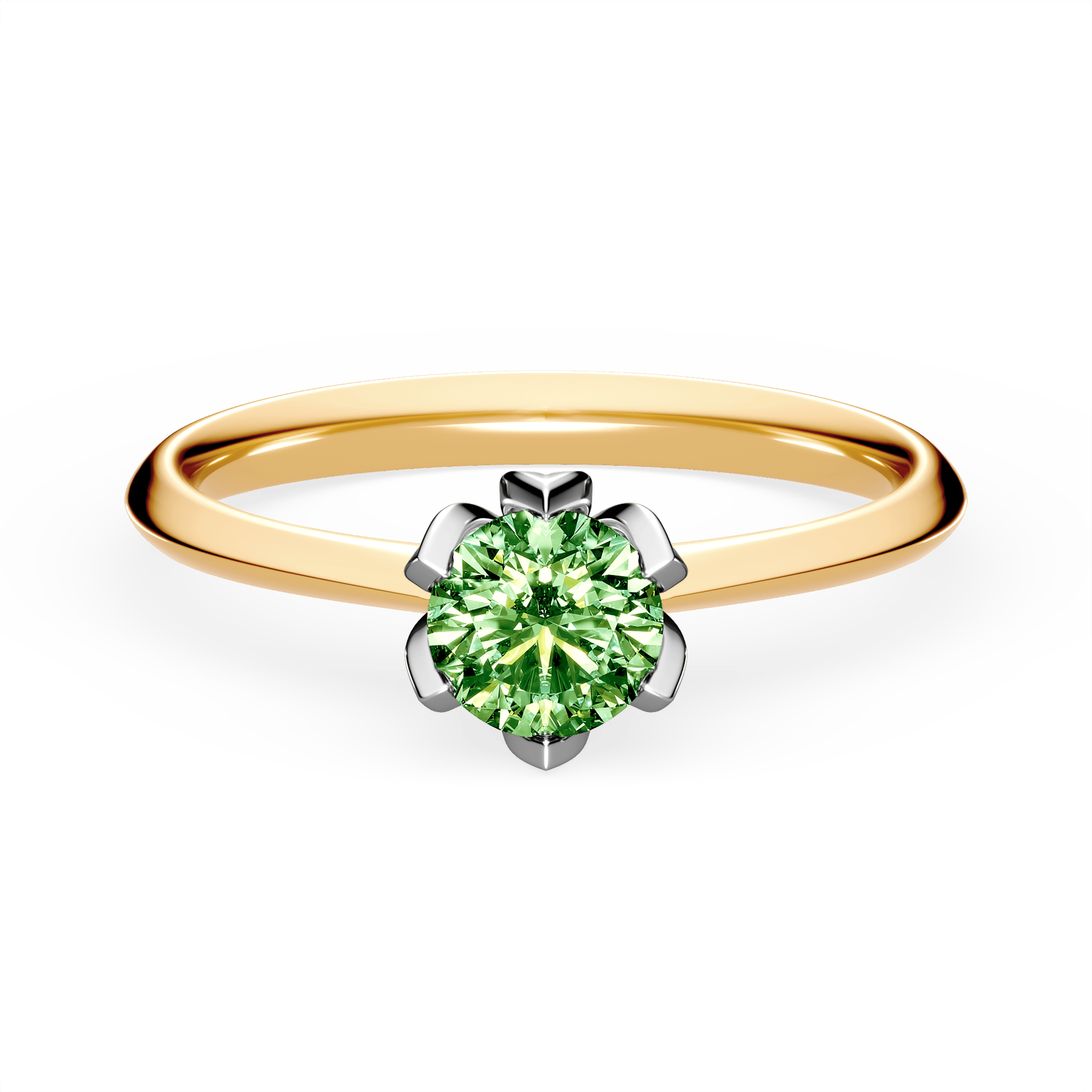 Pierścionek zaręczynowy My Daisy z żółtego złota z ciemnym zielonym diamentem laboratoryjnym 0,50ct