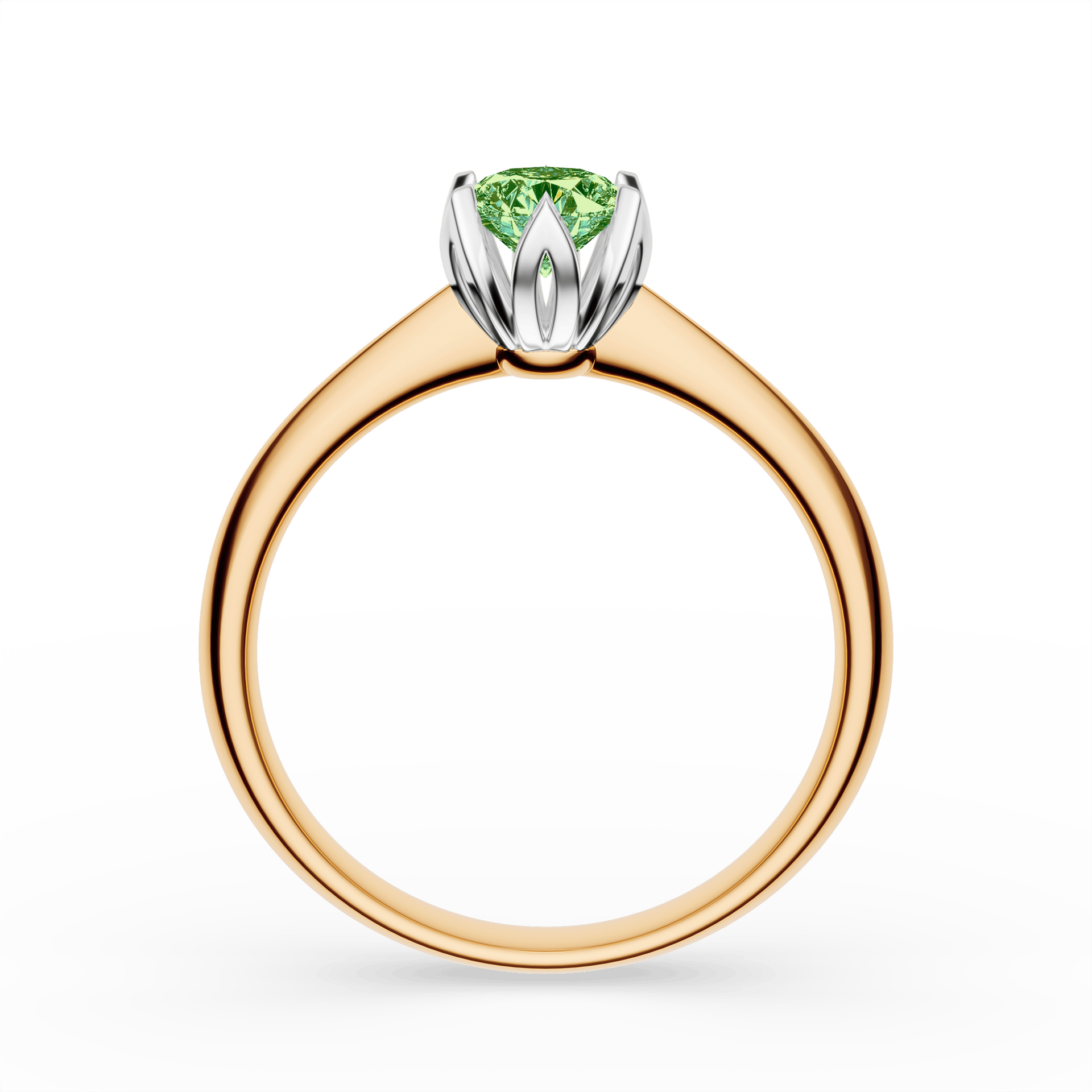 Pierścionek zaręczynowy My Daisy z żółtego złota z ciemnym zielonym diamentem laboratoryjnym 0,50ct