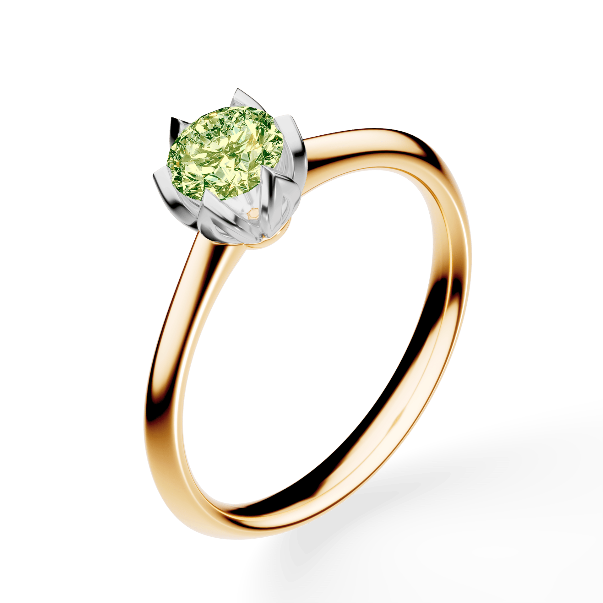 Pierścionek zaręczynowy My Daisy z żółtego złota z jasnym zielonym diamentem laboratoryjnym 0,50ct