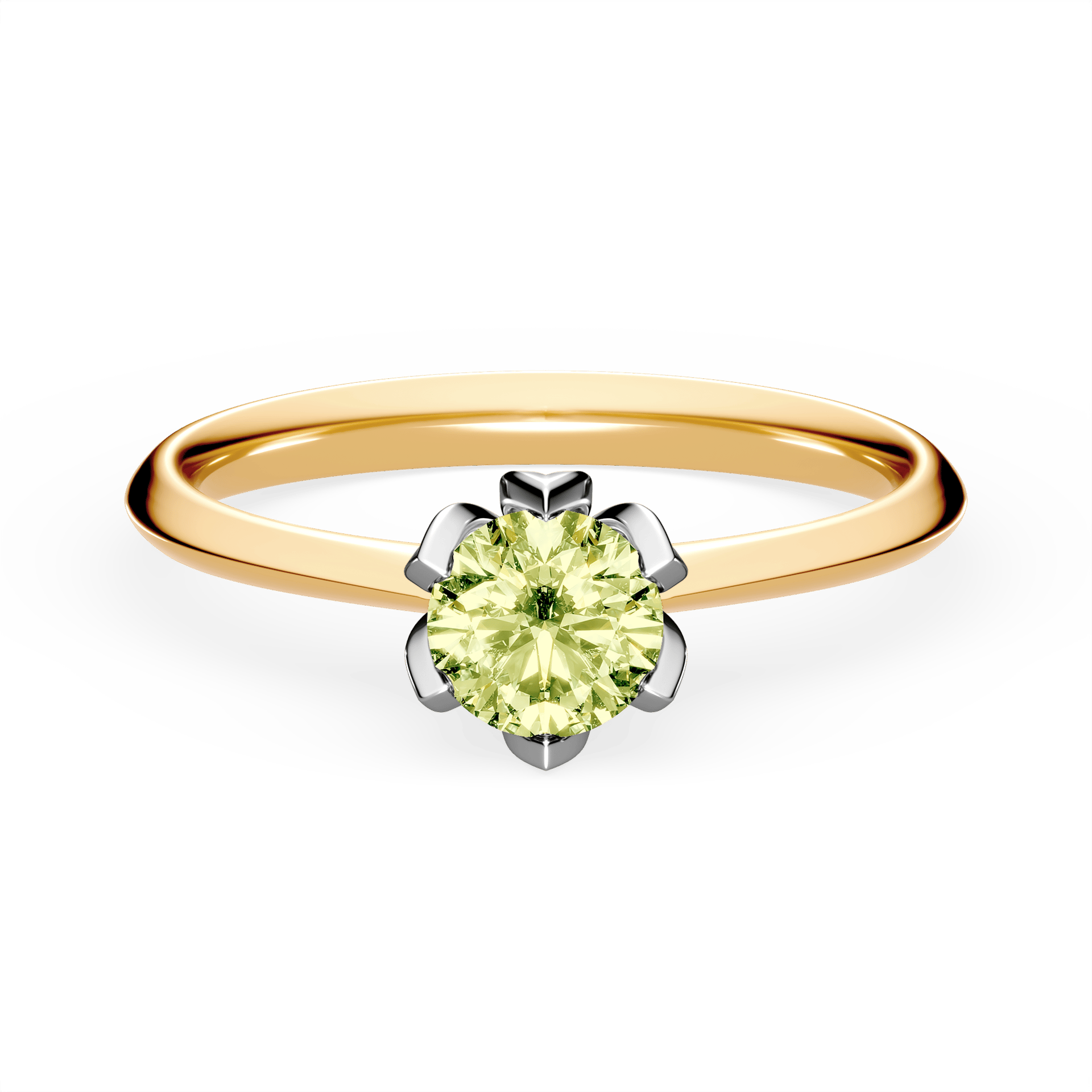 Pierścionek zaręczynowy My Daisy z żółtego złota z jasnym zielonym diamentem laboratoryjnym 0,50ct