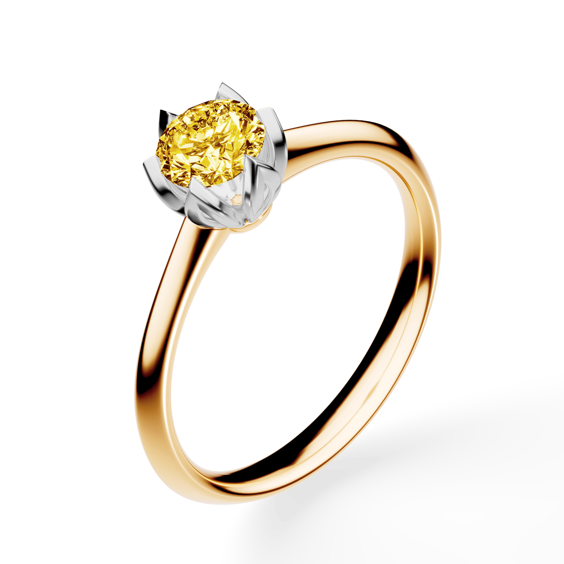 Pierścionek zaręczynowy My Daisy z żółtego złota z żółtym diamentem laboratoryjnym 0,50ct