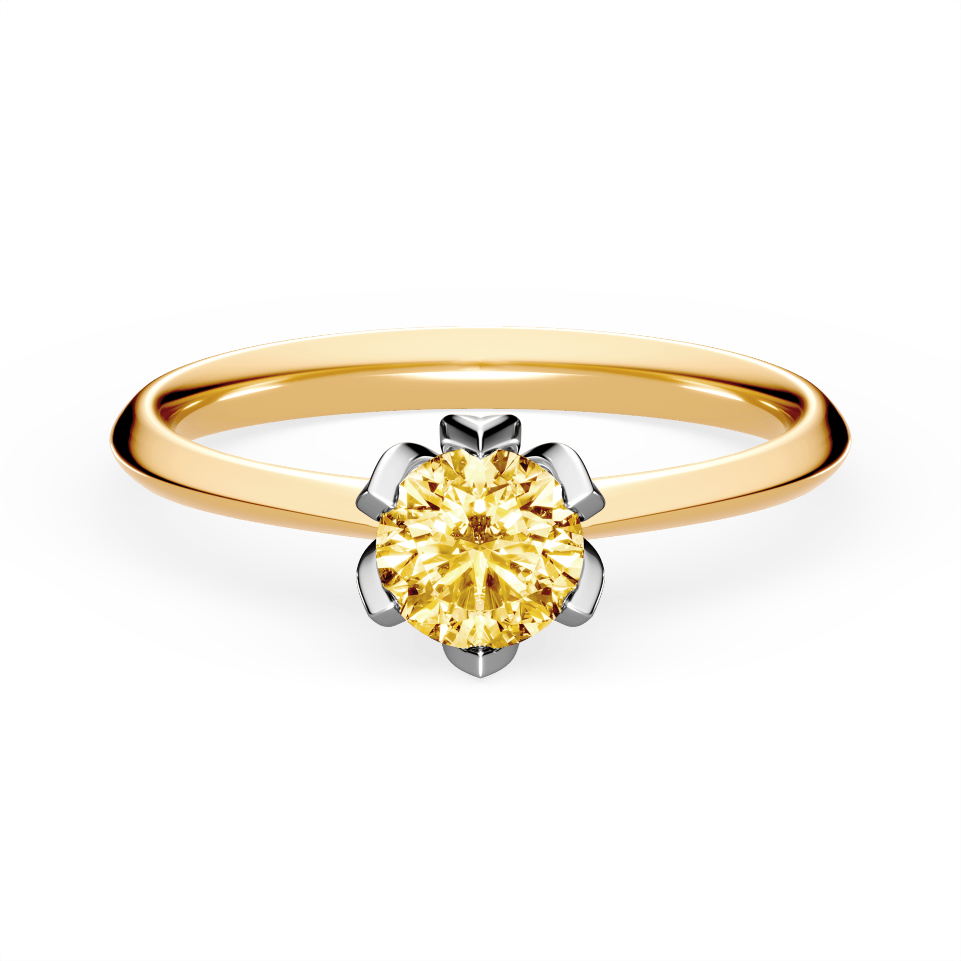 Pierścionek zaręczynowy My Daisy z żółtego złota z żółtym diamentem laboratoryjnym 0,50ct