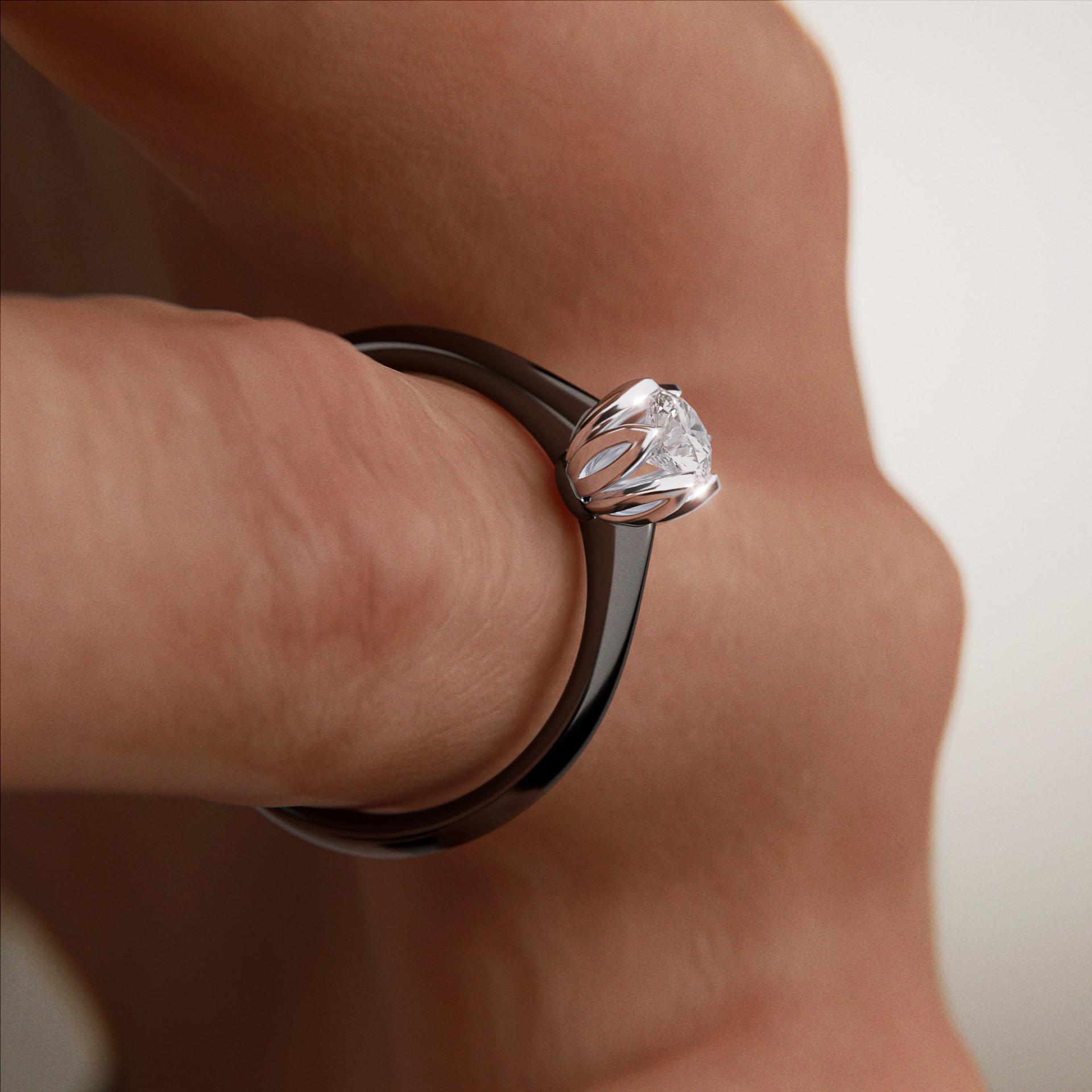 Pierścionek zaręczynowy My Daisy z czarnego złota z diamentem laboratoryjnym 0,25ct