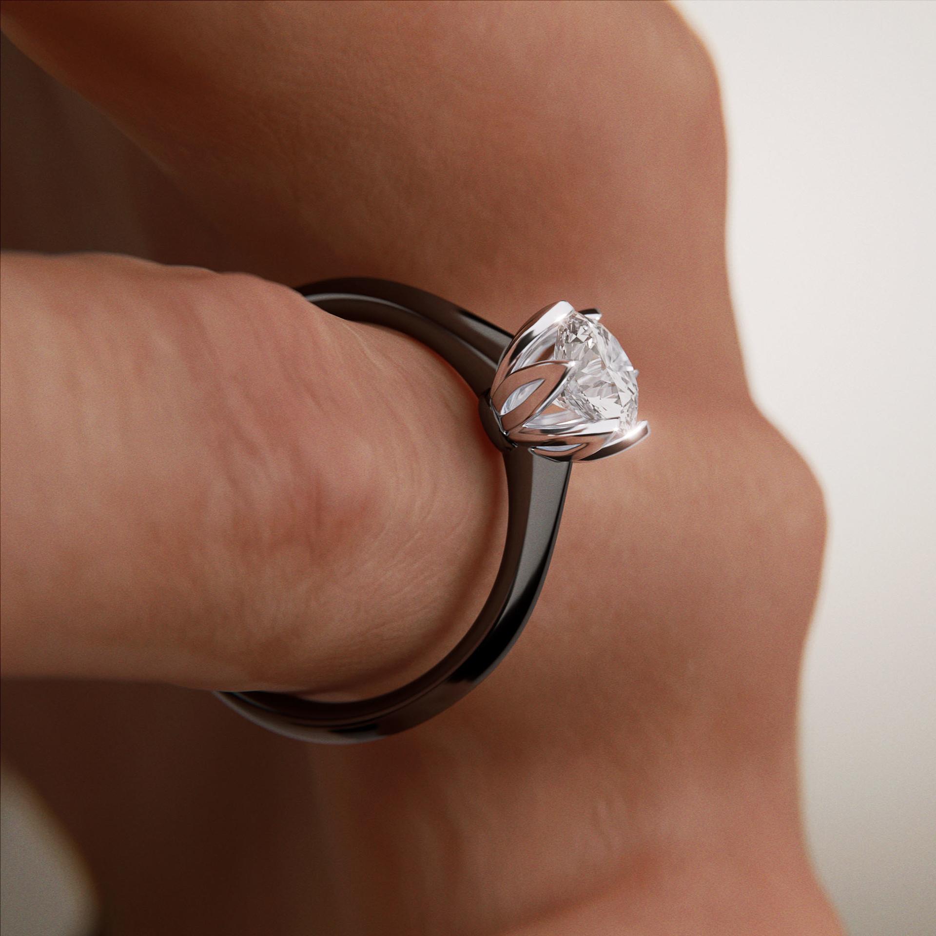 Pierścionek zaręczynowy My Daisy z czarnego złota z diamentem naturalnym 0,80ct