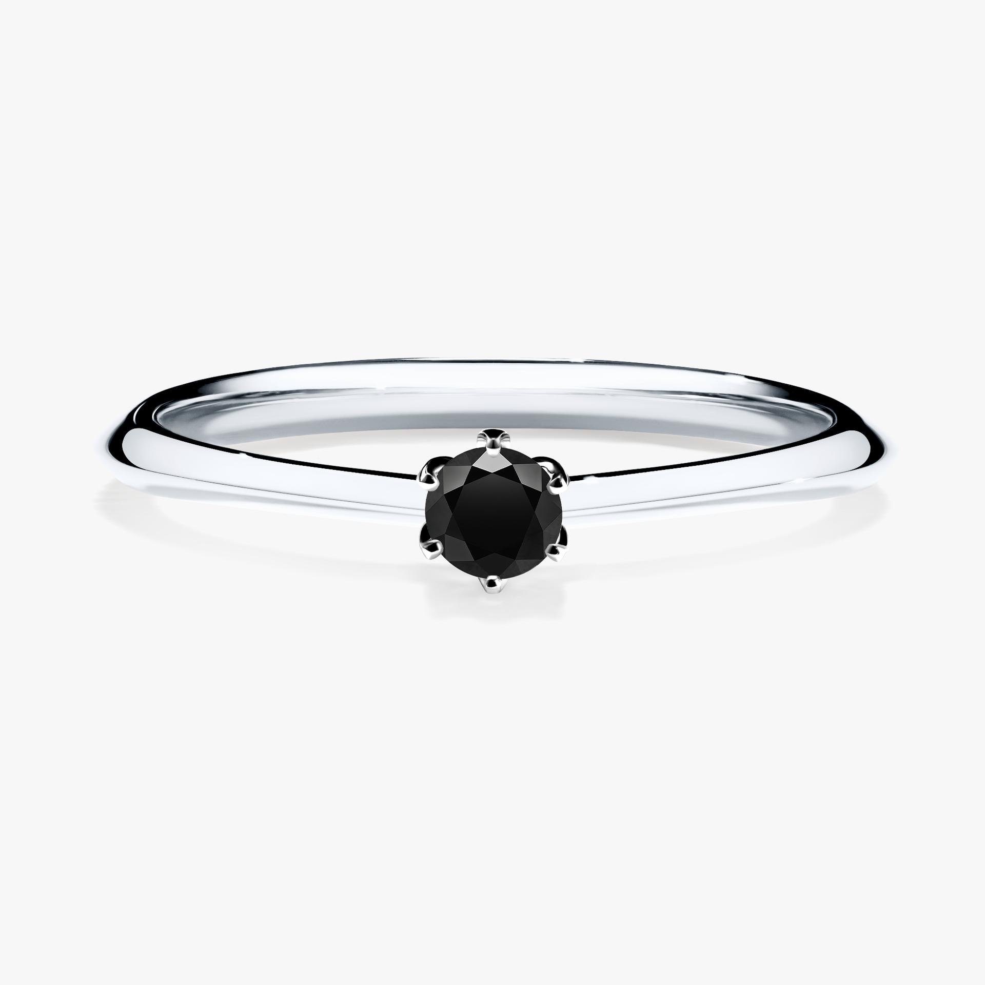 Pierscionek zareczynowy z diamentem czarny 010 CT z bialego zlota my daisy 01