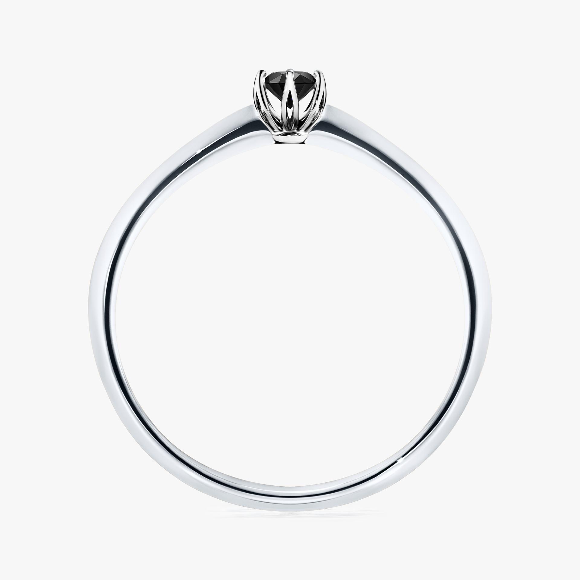 Pierscionek zareczynowy z diamentem czarny 010 CT z bialego zlota my daisy 02