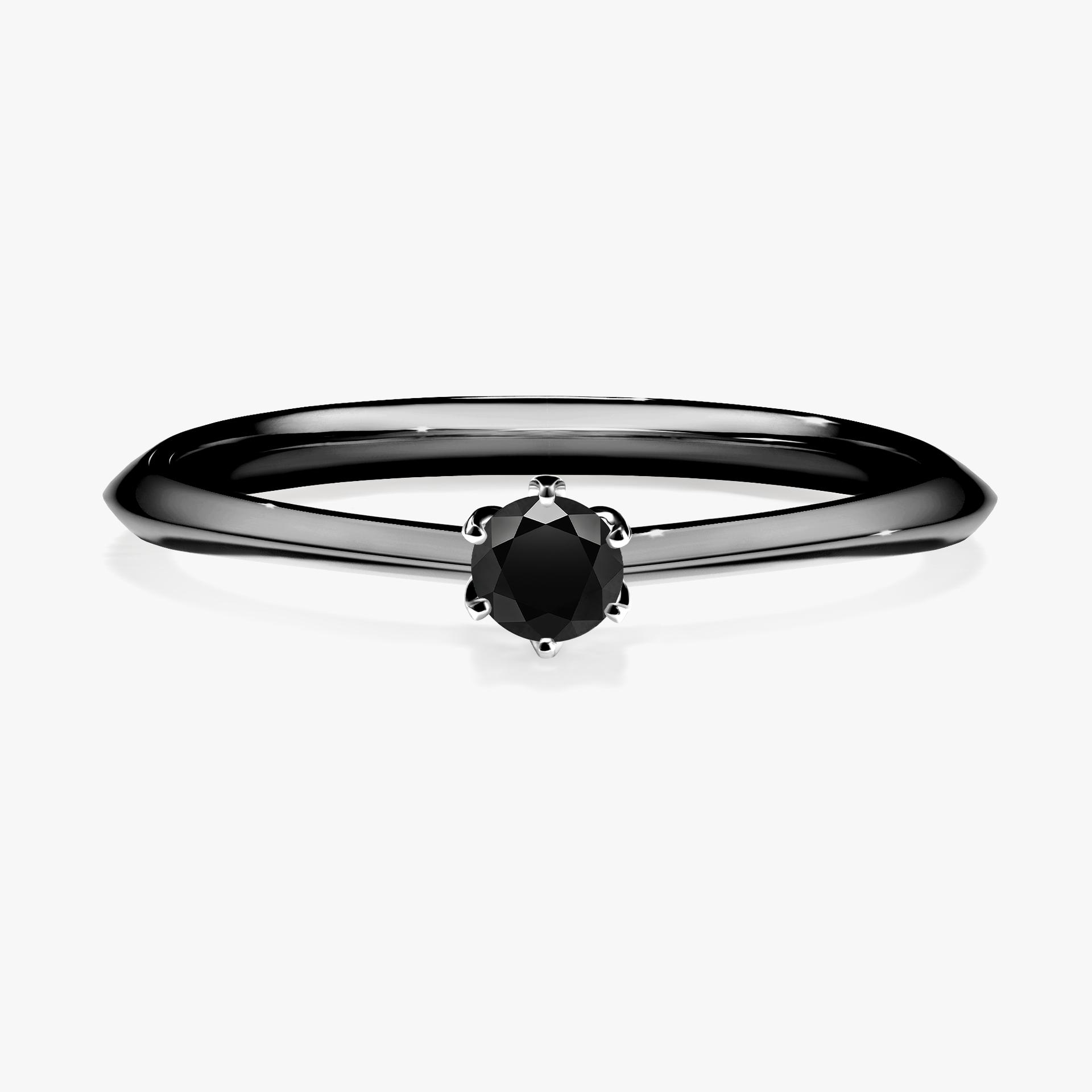 Pierscionek zareczynowy z diamentem czarny 010 CT z czarnego zlota my daisy 01