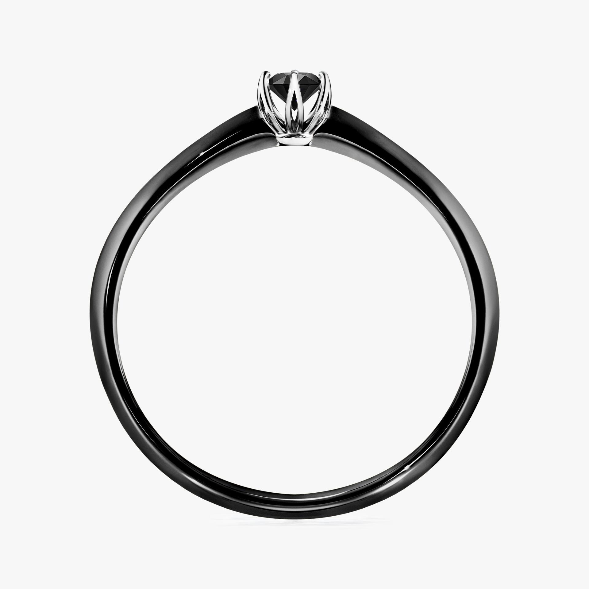 Pierscionek zareczynowy z diamentem czarny 010 CT z czarnego zlota my daisy 02