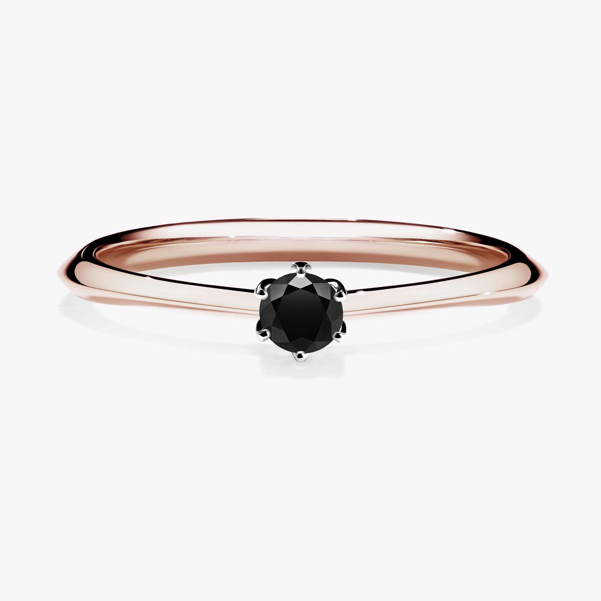 Pierscionek zareczynowy z diamentem czarny 010 CT z rozowego zlota my daisy 01