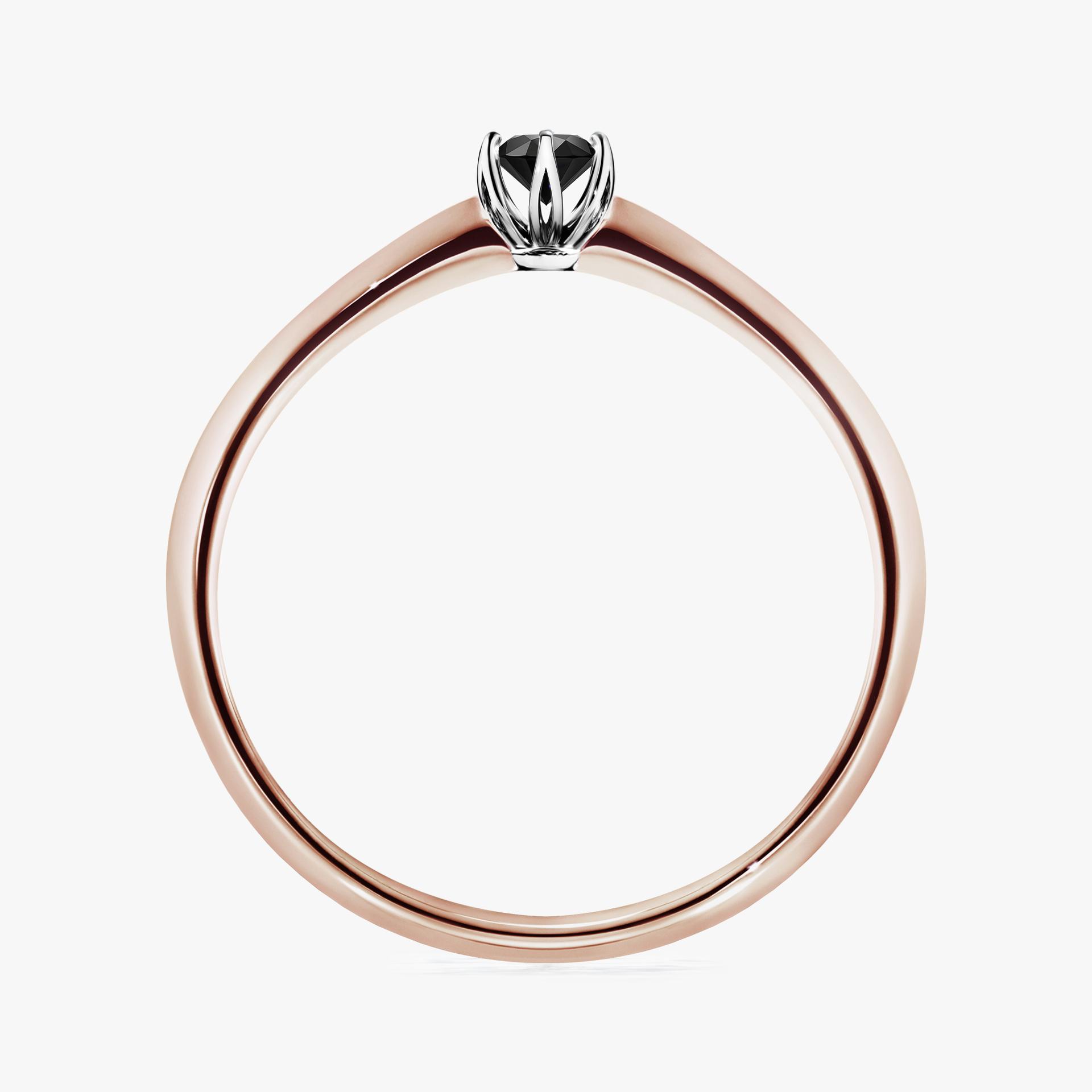 Pierscionek zareczynowy z diamentem czarny 010 CT z rozowego zlota my daisy 02