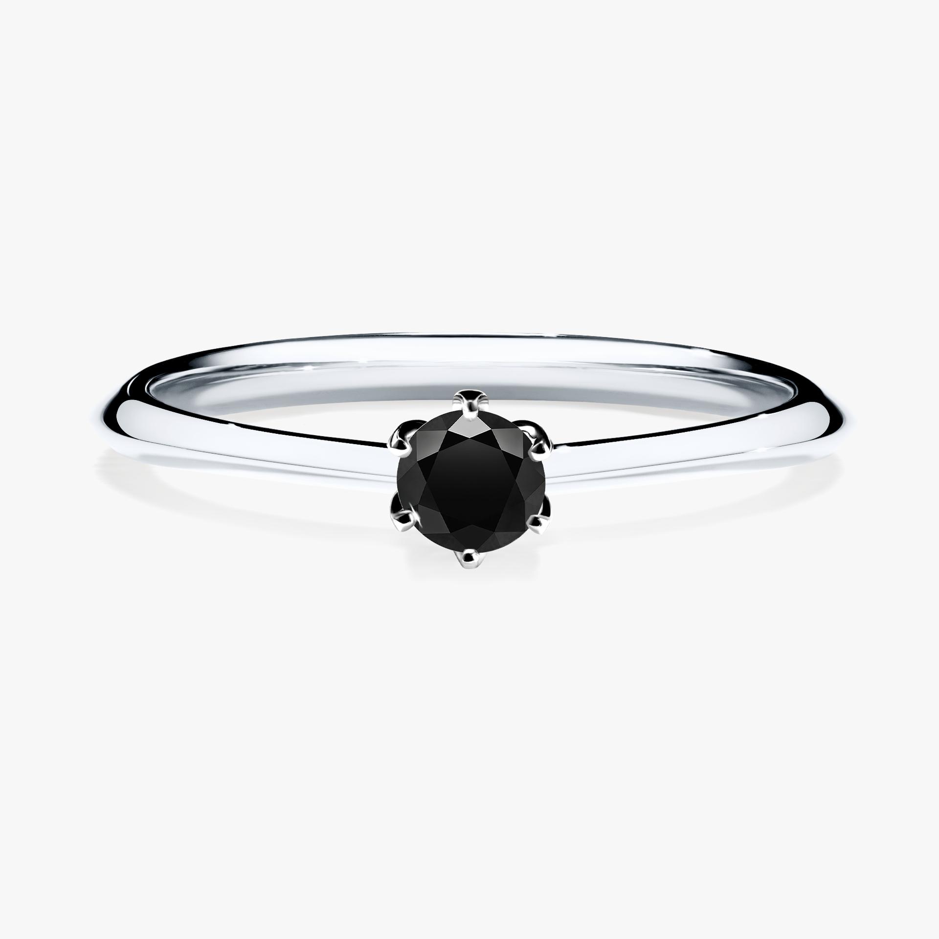 Pierscionek zareczynowy z diamentem czarny 017 CT z bialego zlota my daisy 01