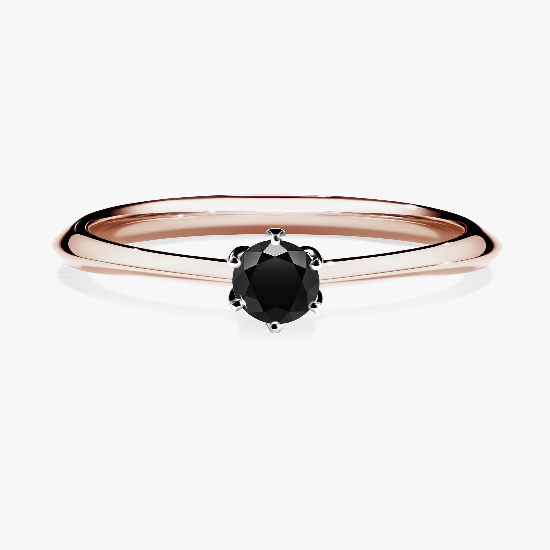 Pierscionek zareczynowy z diamentem czarny 017 CT z rozowego zlota my daisy 01