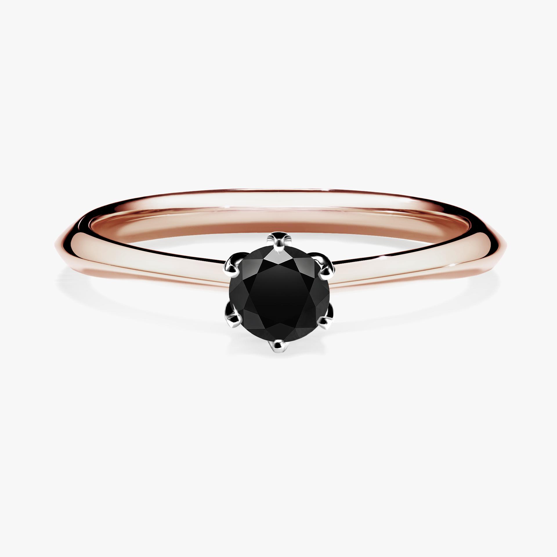 Pierscionek zareczynowy z diamentem czarny 025 CT z rozowego zlota my daisy 01