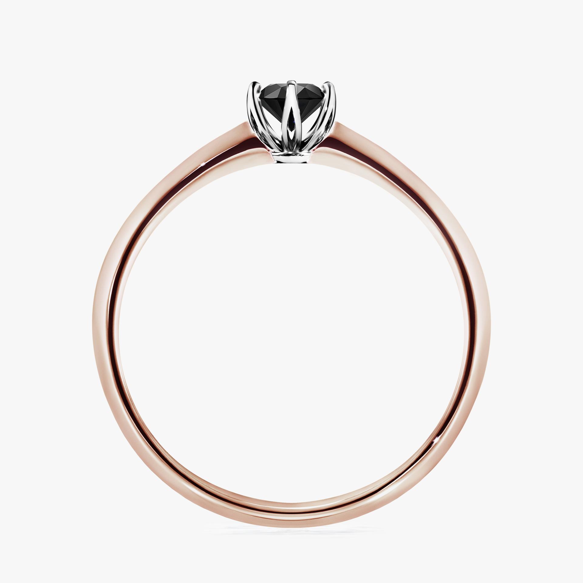 Pierscionek zareczynowy z diamentem czarny 025 CT z rozowego zlota my daisy 02