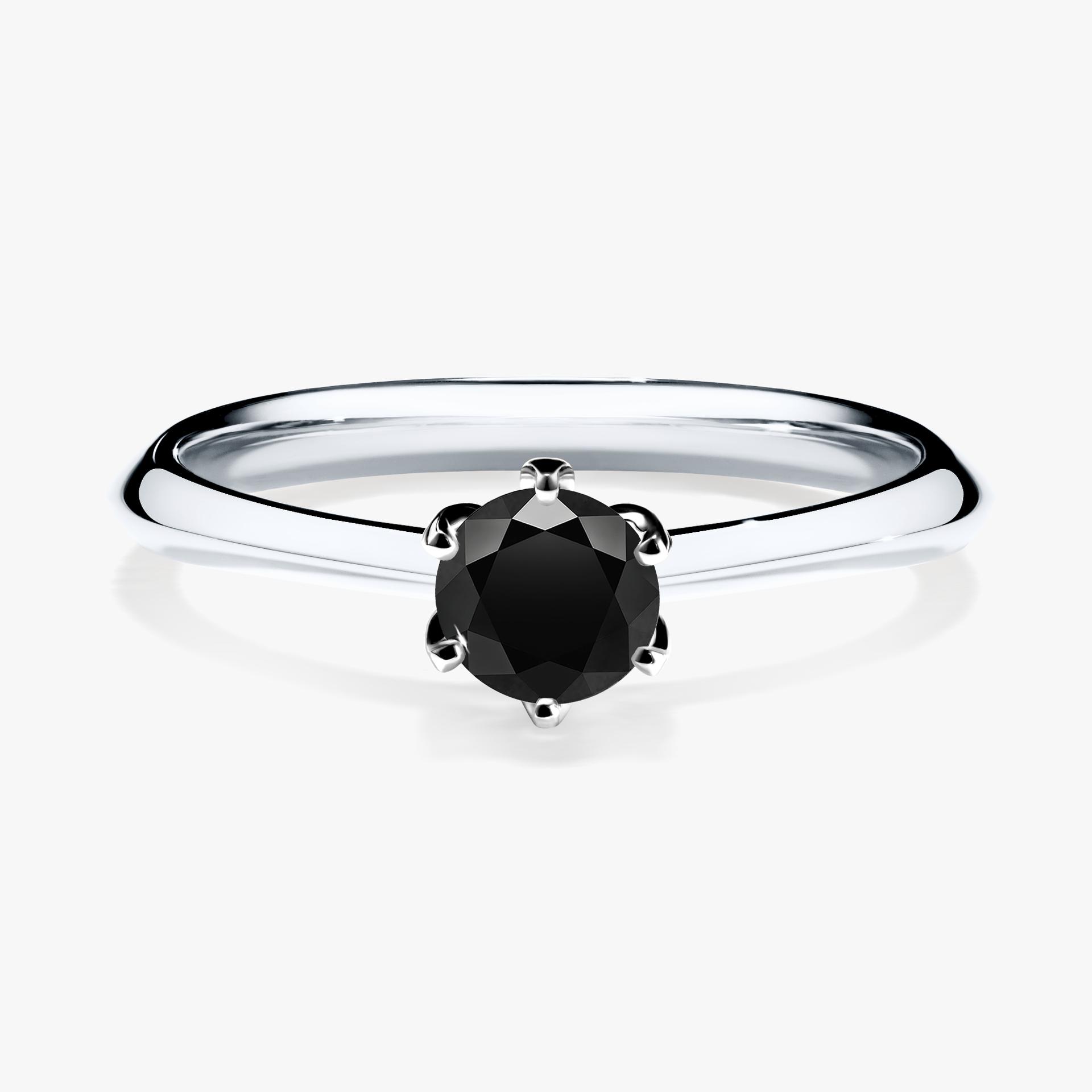 Pierscionek zareczynowy z diamentem czarny 030 CT z bialego zlota my daisy 01
