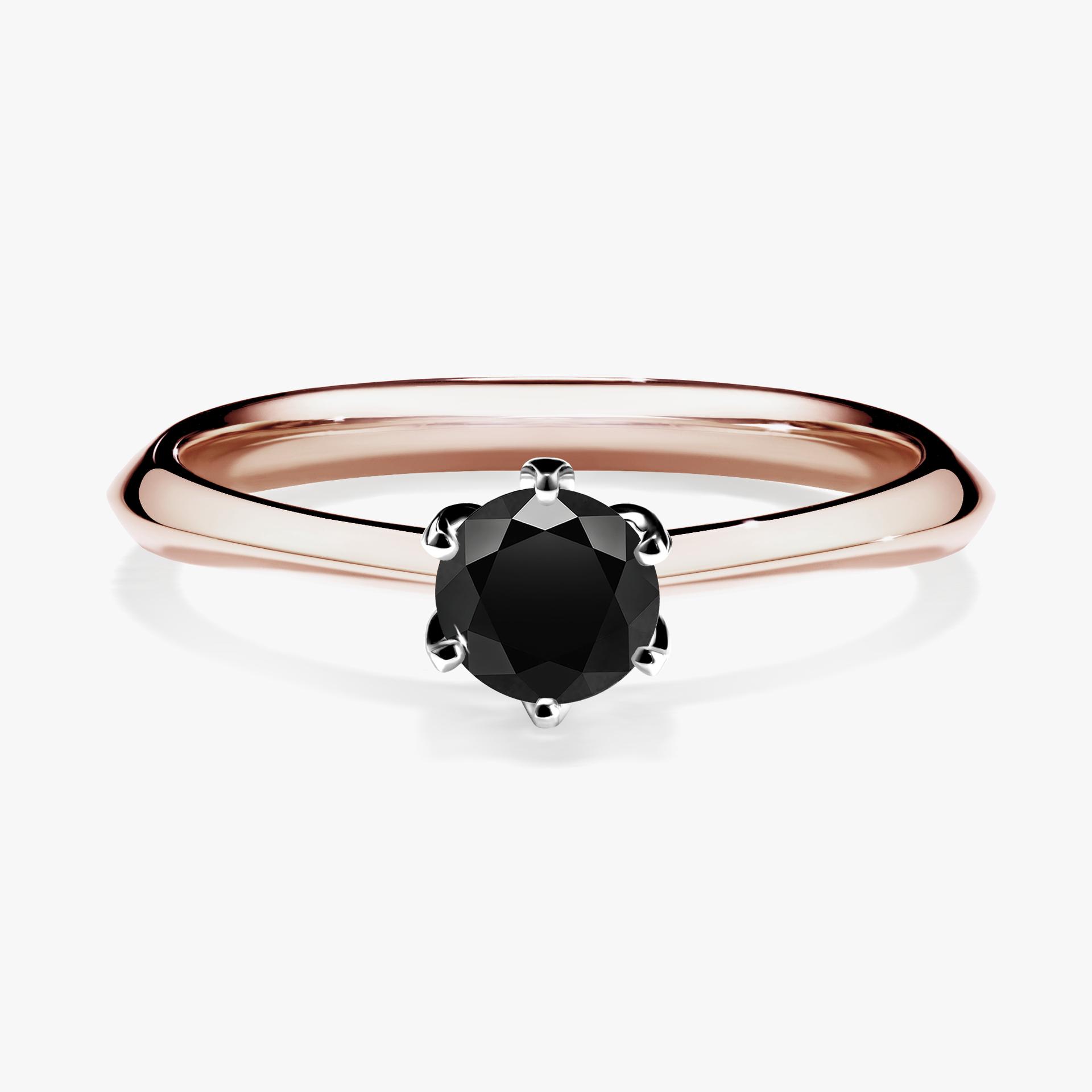 Pierscionek zareczynowy z diamentem czarny 030 CT z rozowego zlota my daisy 01