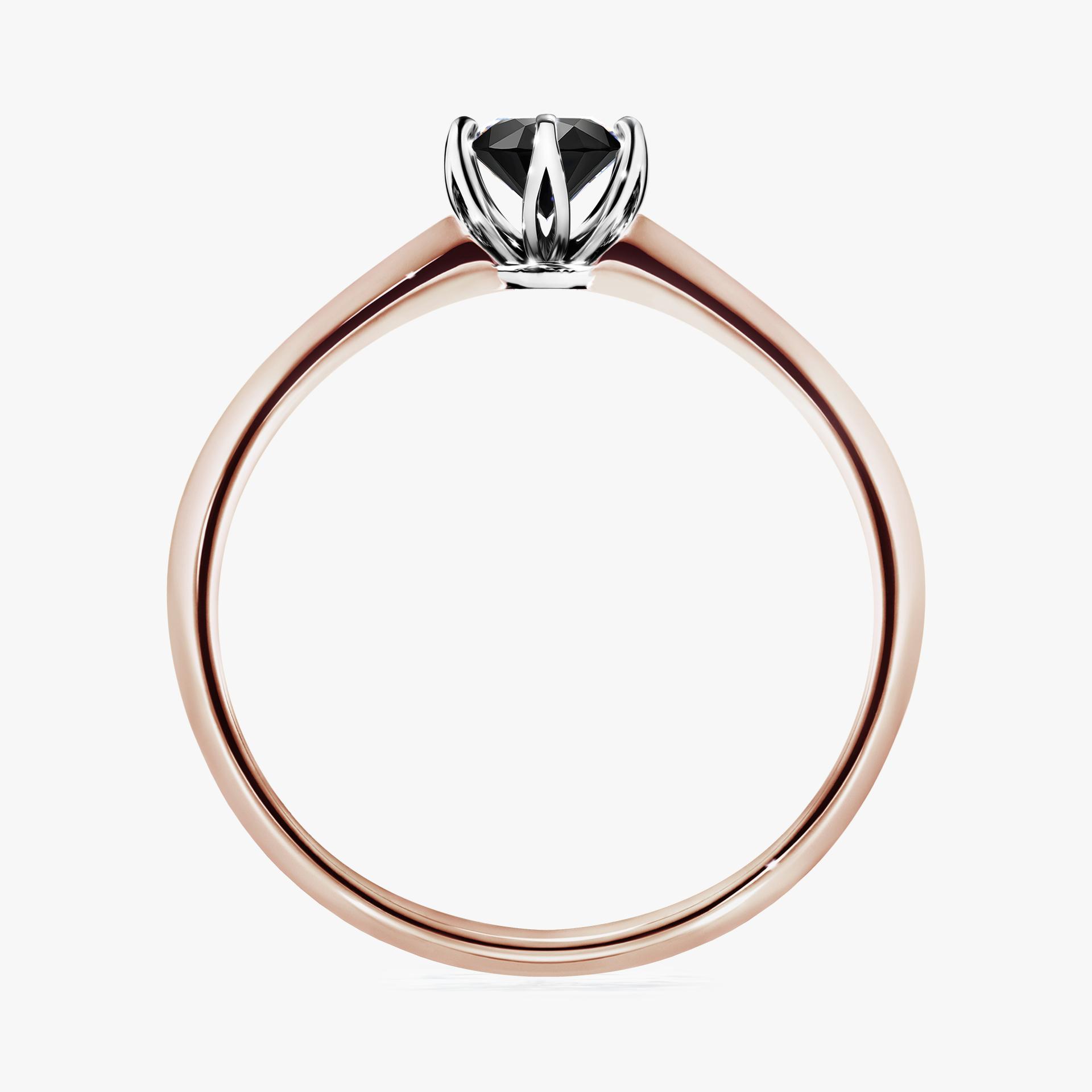 Pierscionek zareczynowy z diamentem czarny 030 CT z rozowego zlota my daisy 02
